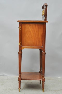 Neoclassical Walnut Occasional Table or Side Table with Marble Top, France, 1850