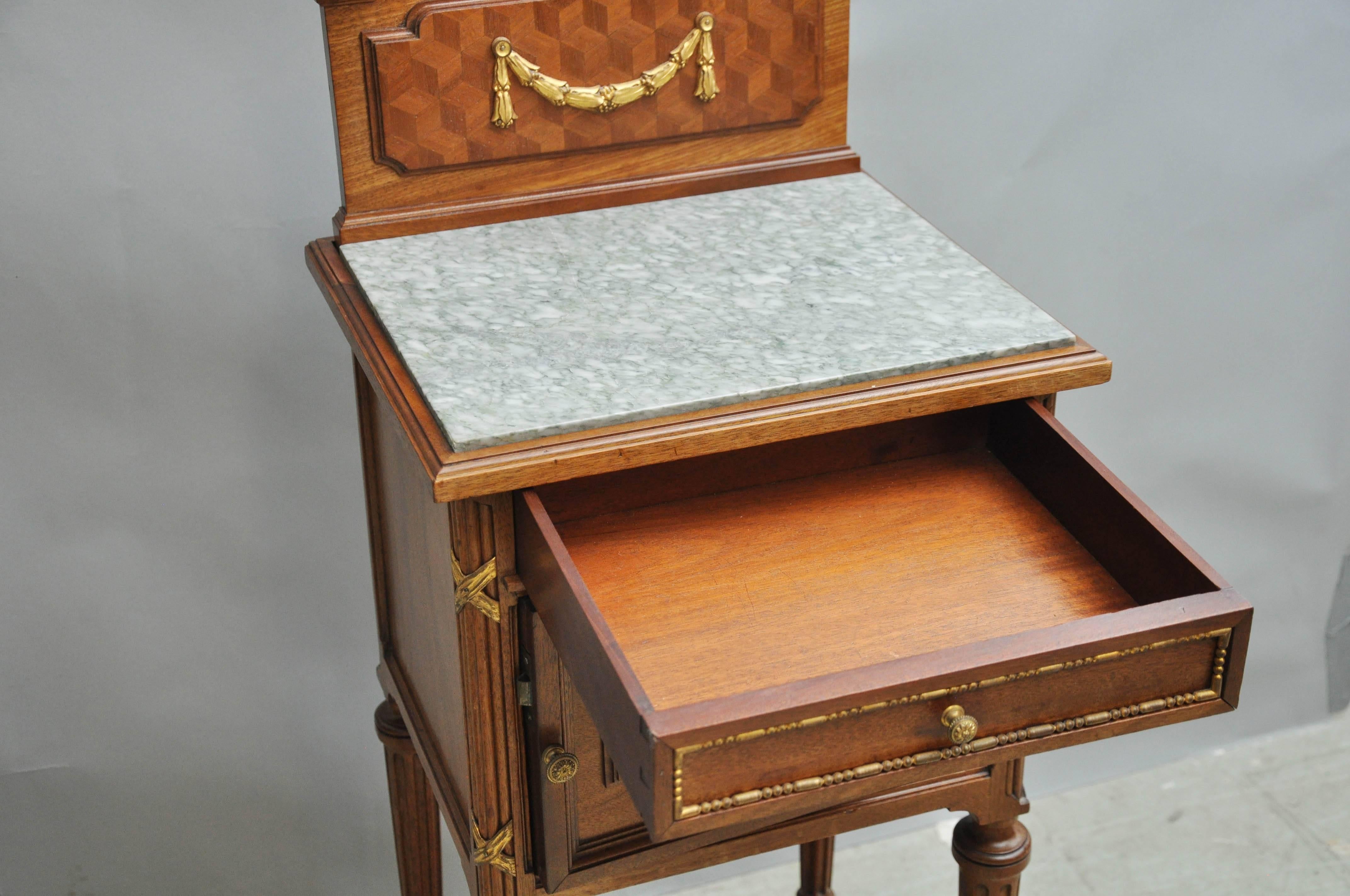 Gilt Neoclassical Walnut Occasional Table or Side Table with Marble Top, France, 1850 For Sale