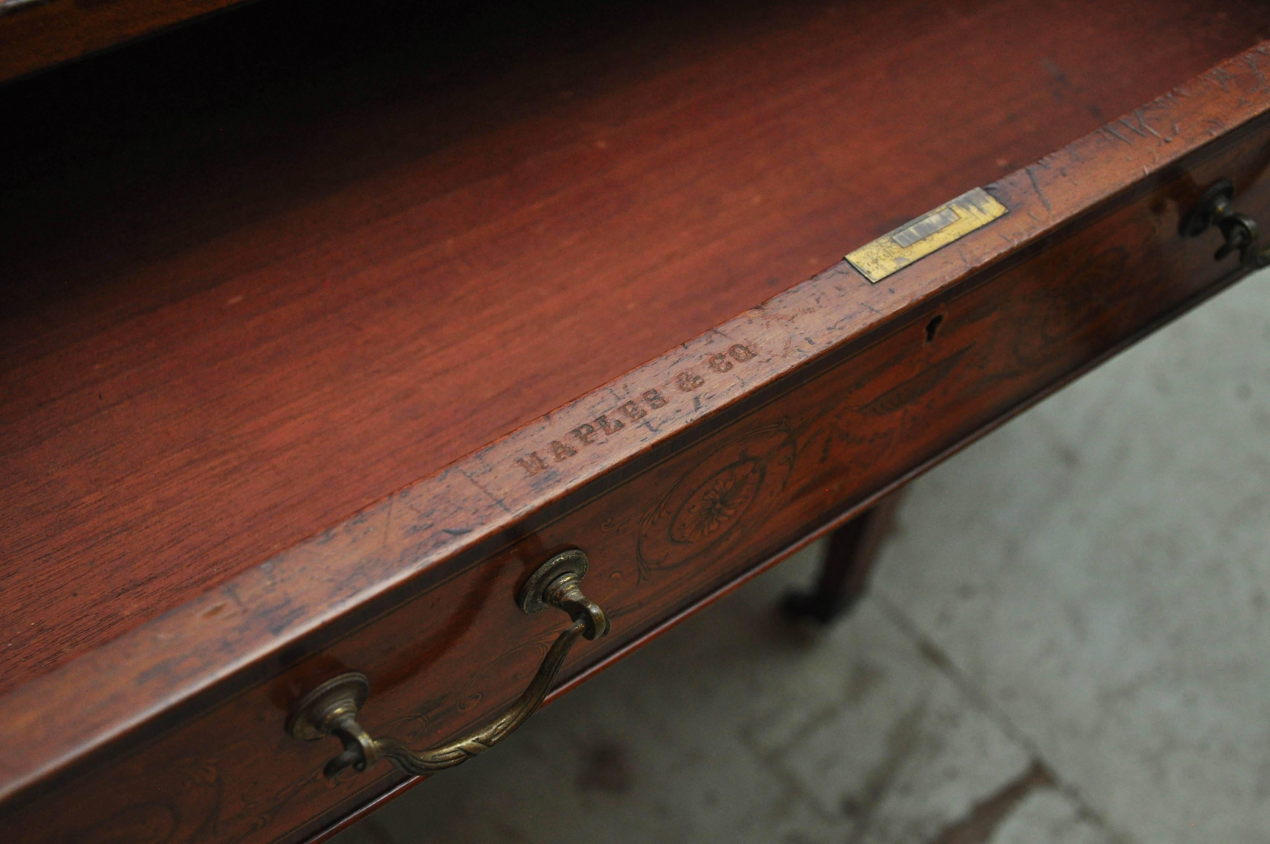 English Edwardian Period Sheraton Revival Writing Table by Maple & Co. of London, 1905 For Sale