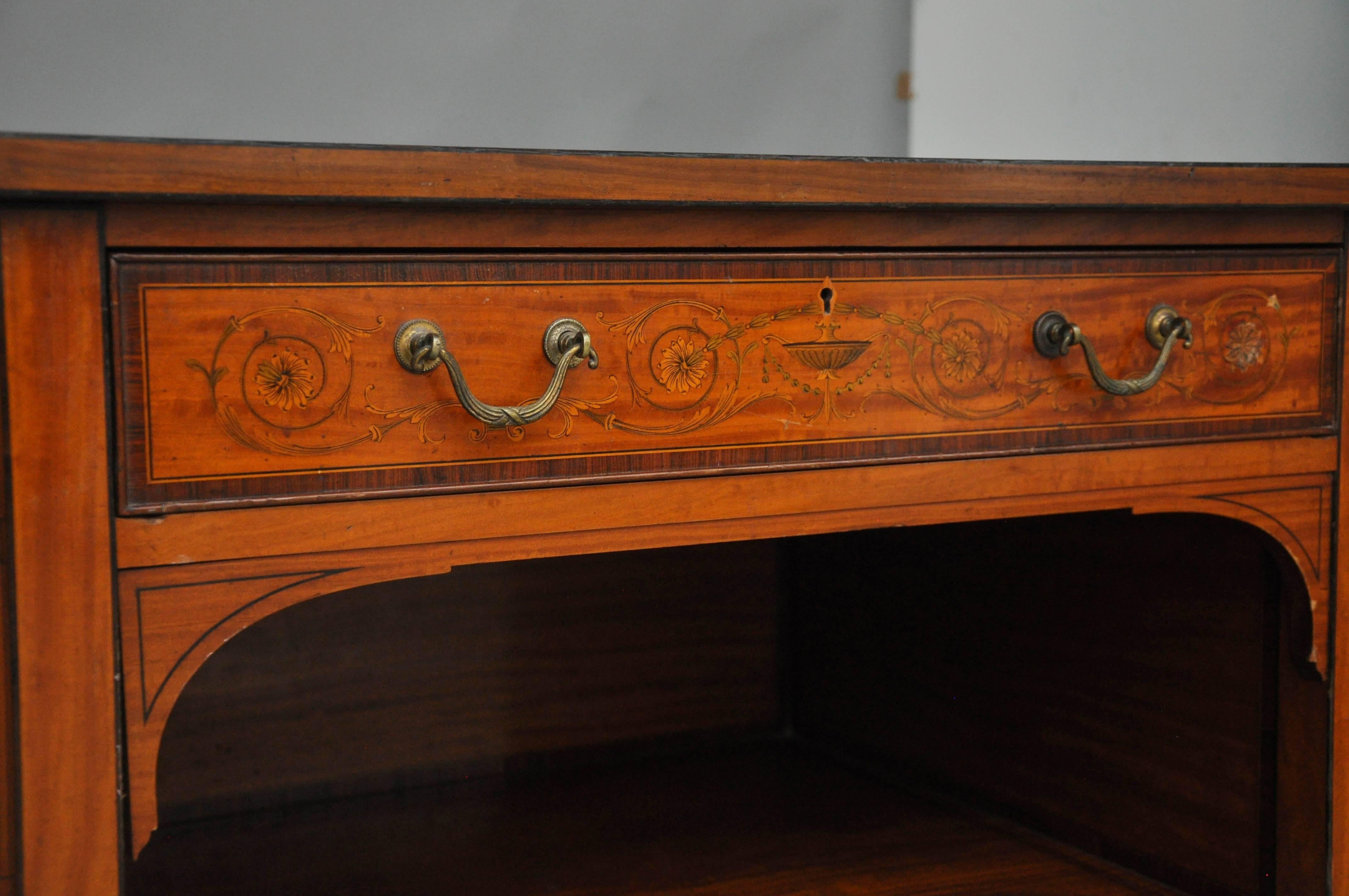 Satinwood Edwardian Period Sheraton Revival Writing Table by Maple & Co. of London, 1905 For Sale
