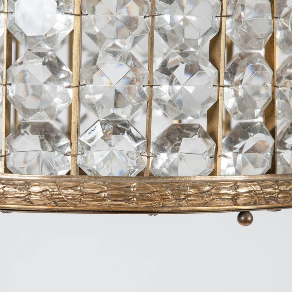 European Crystal and Gilt Brass Hanging Light For Sale