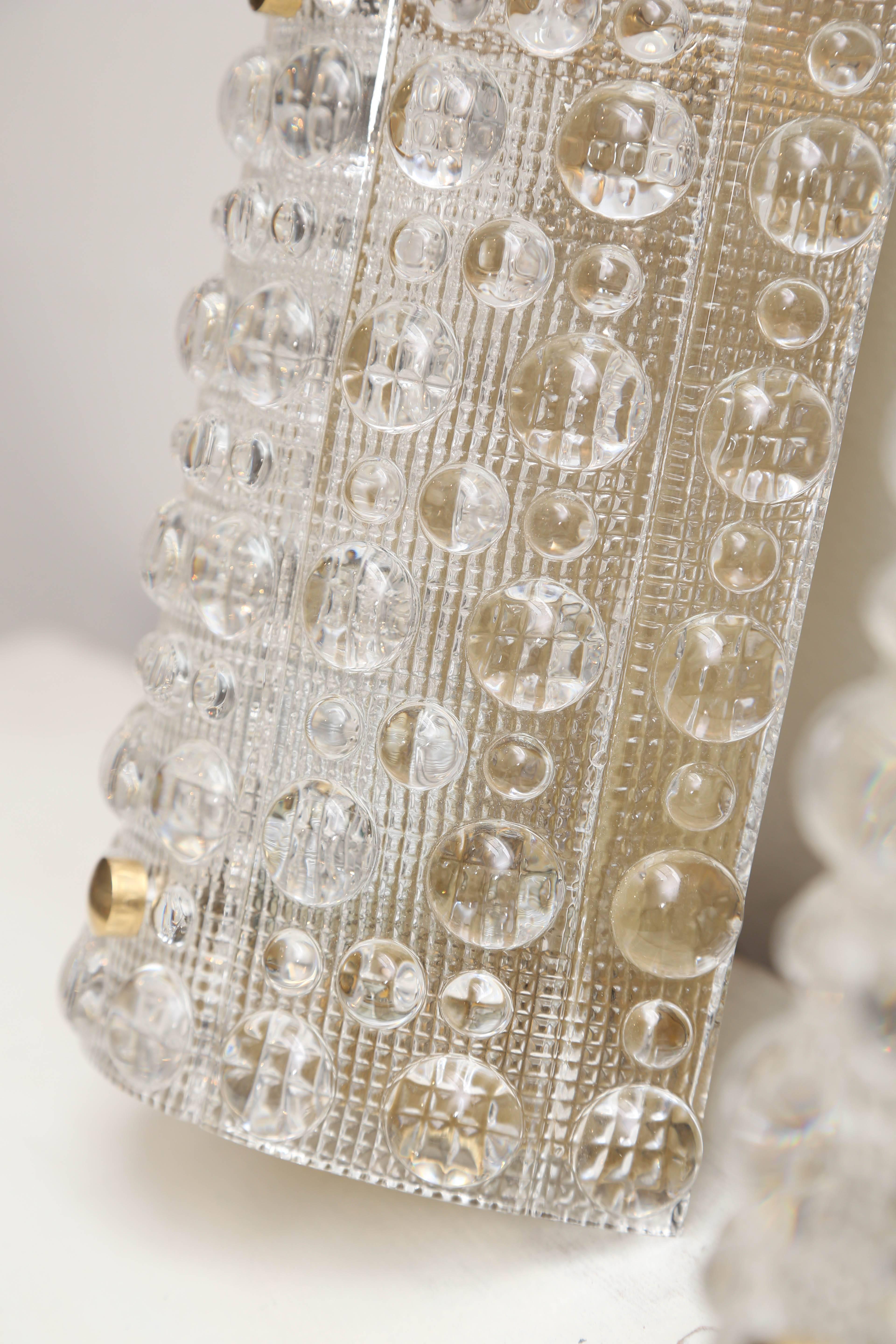 Swedish Pair of Carl Fagerlund for Orrefors Sweden Crystal Wall Sconces, circa 1960s For Sale