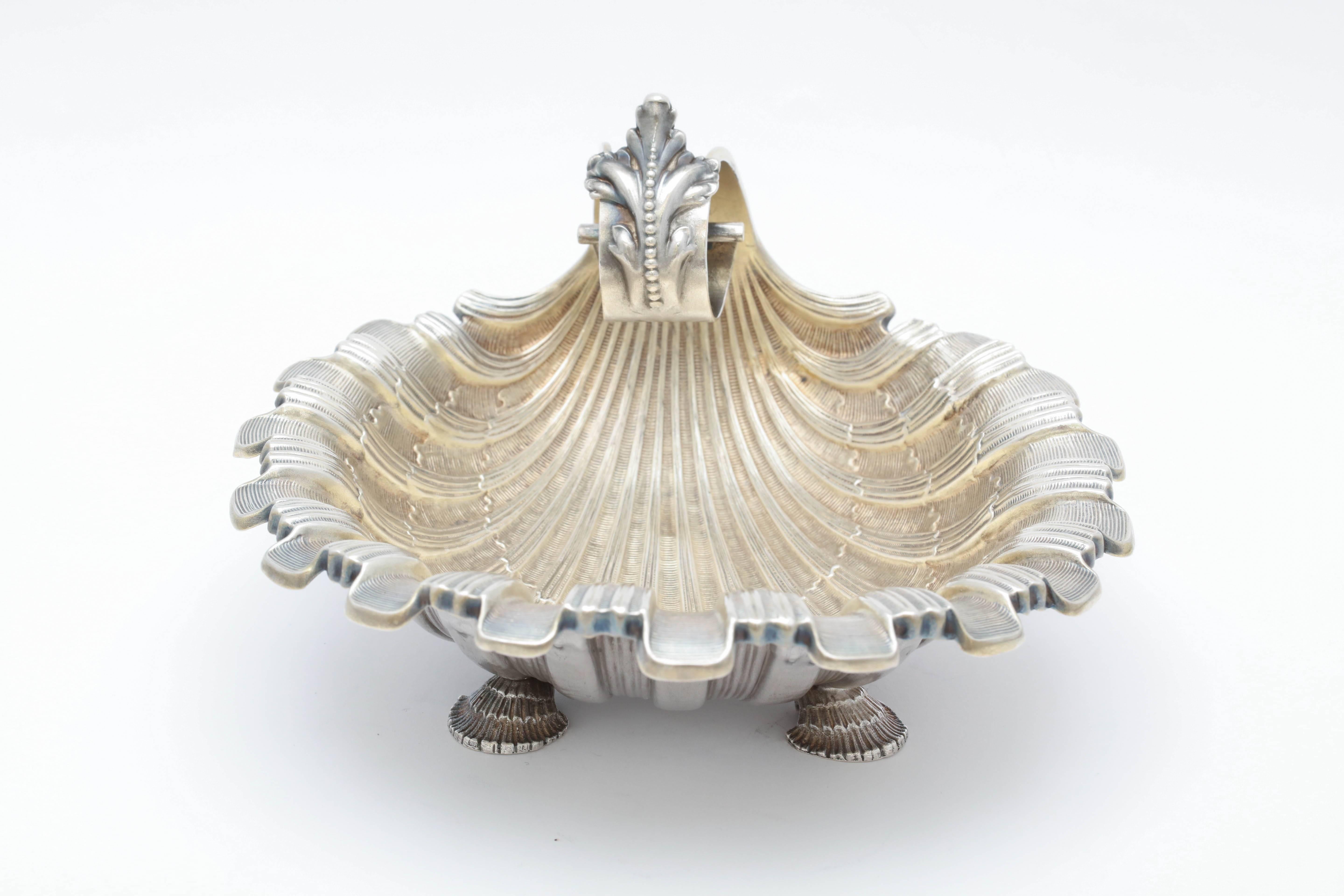  Art Nouveau Sterling Silver Gilt Footed Shell Form Dish 3