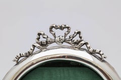 Victorian Sterling Silver Round Picture Frame with Bow Finial