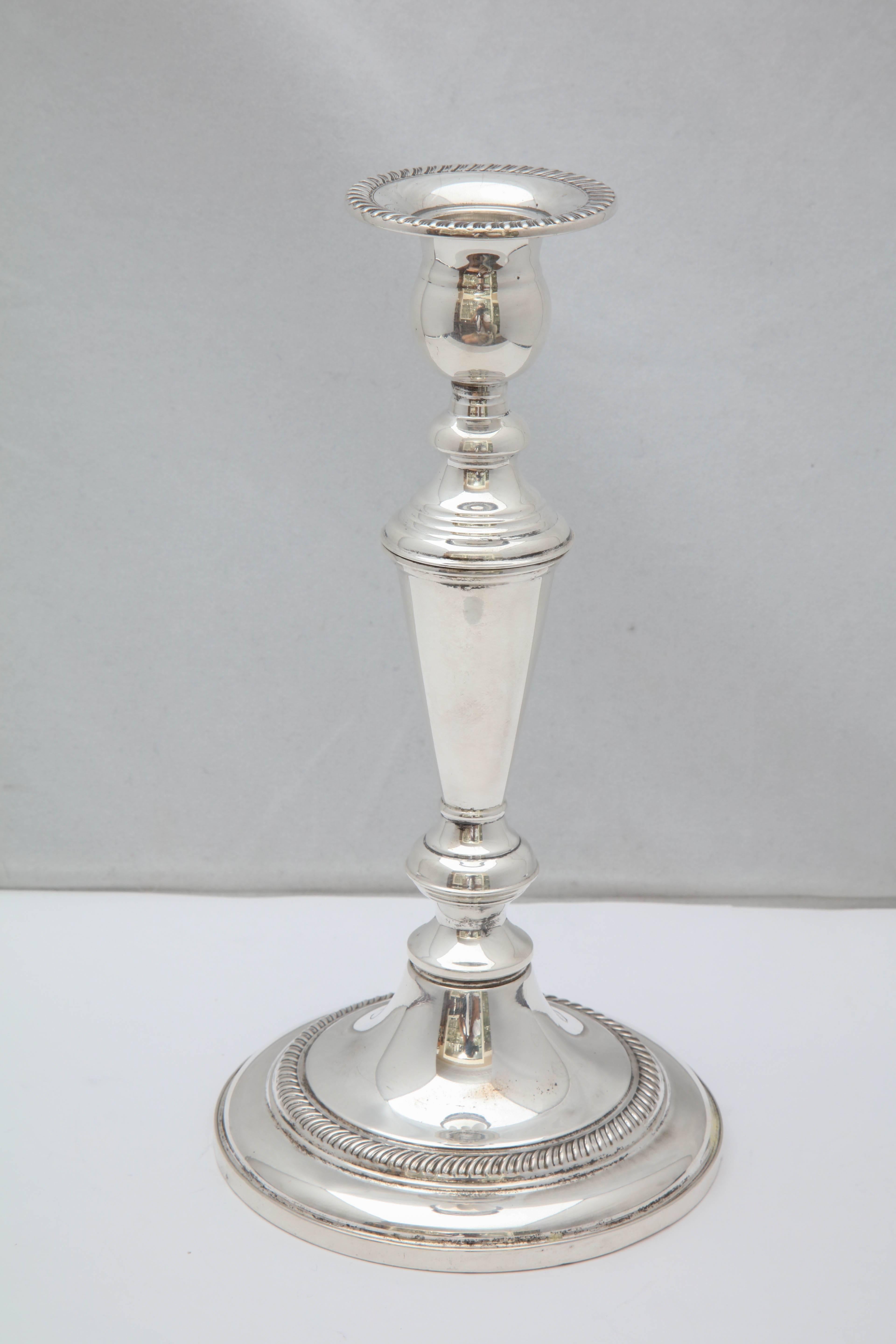 American Pair of Empire-Style Sterling Silver Candelabra