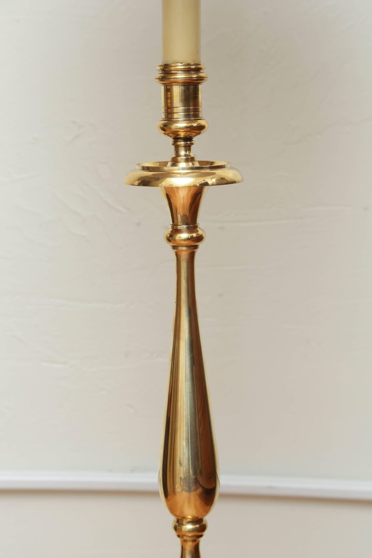 Solid Brass Candlestick Floor Lamp by Chapman at 1stDibs