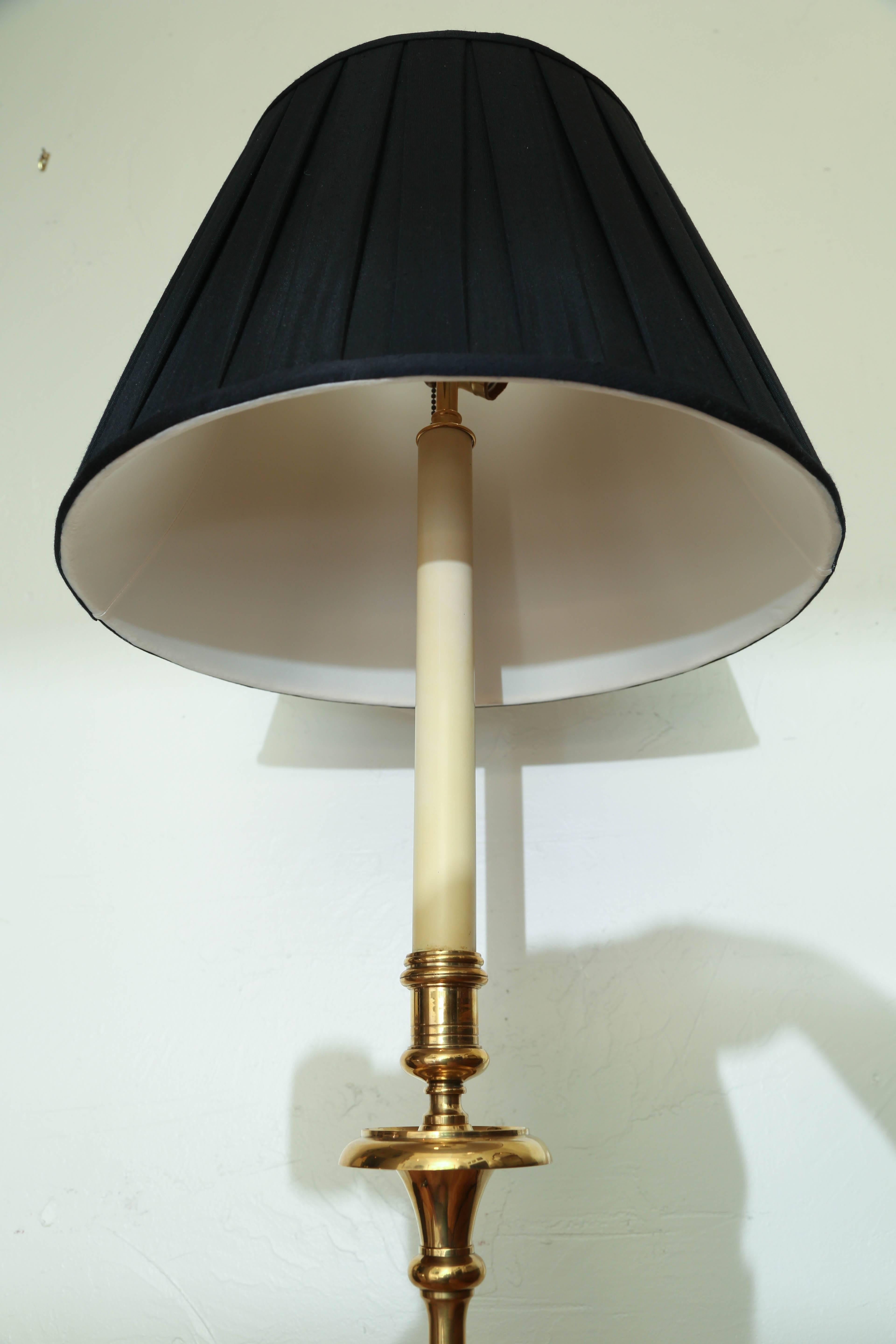 20th Century Solid Brass Candlestick Floor Lamp by Chapman
