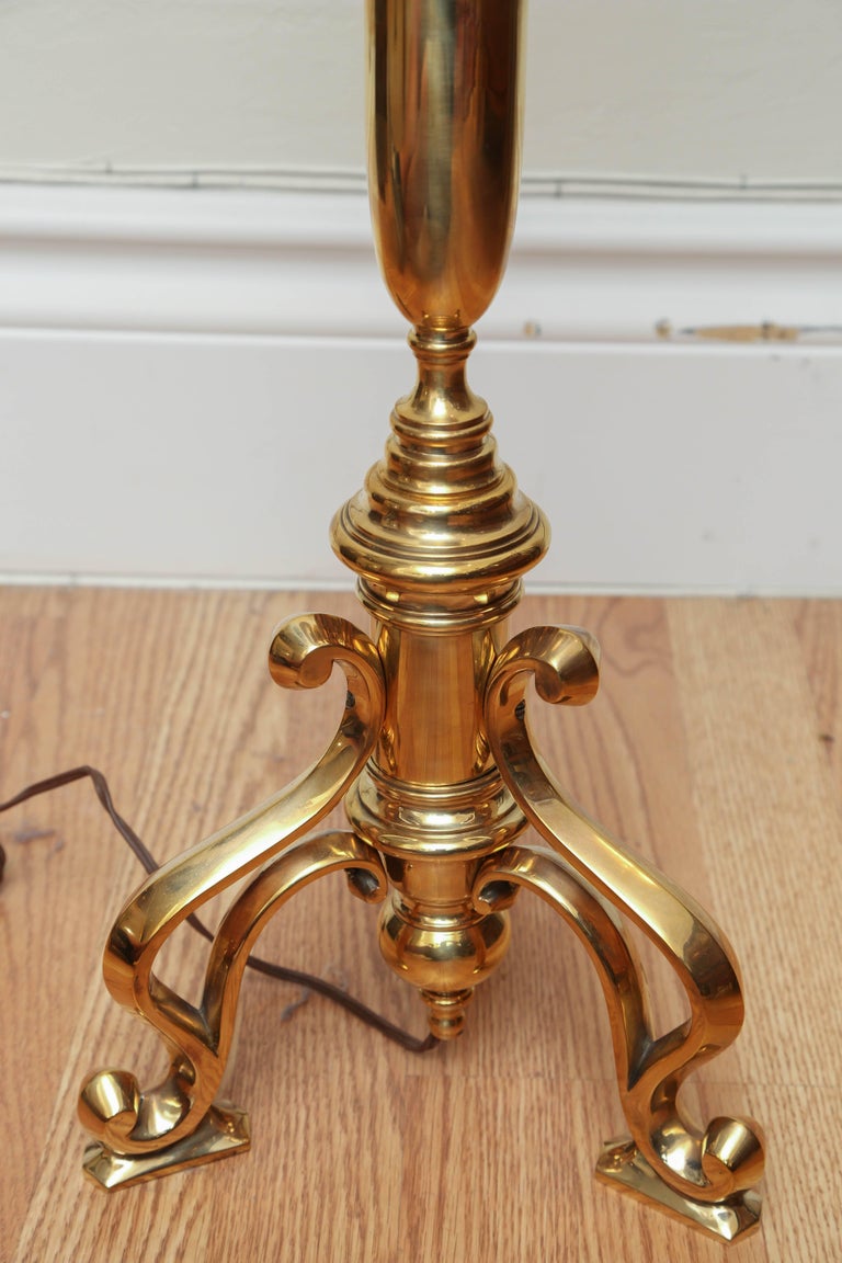 Solid Brass Candlestick Floor Lamp by Chapman at 1stDibs