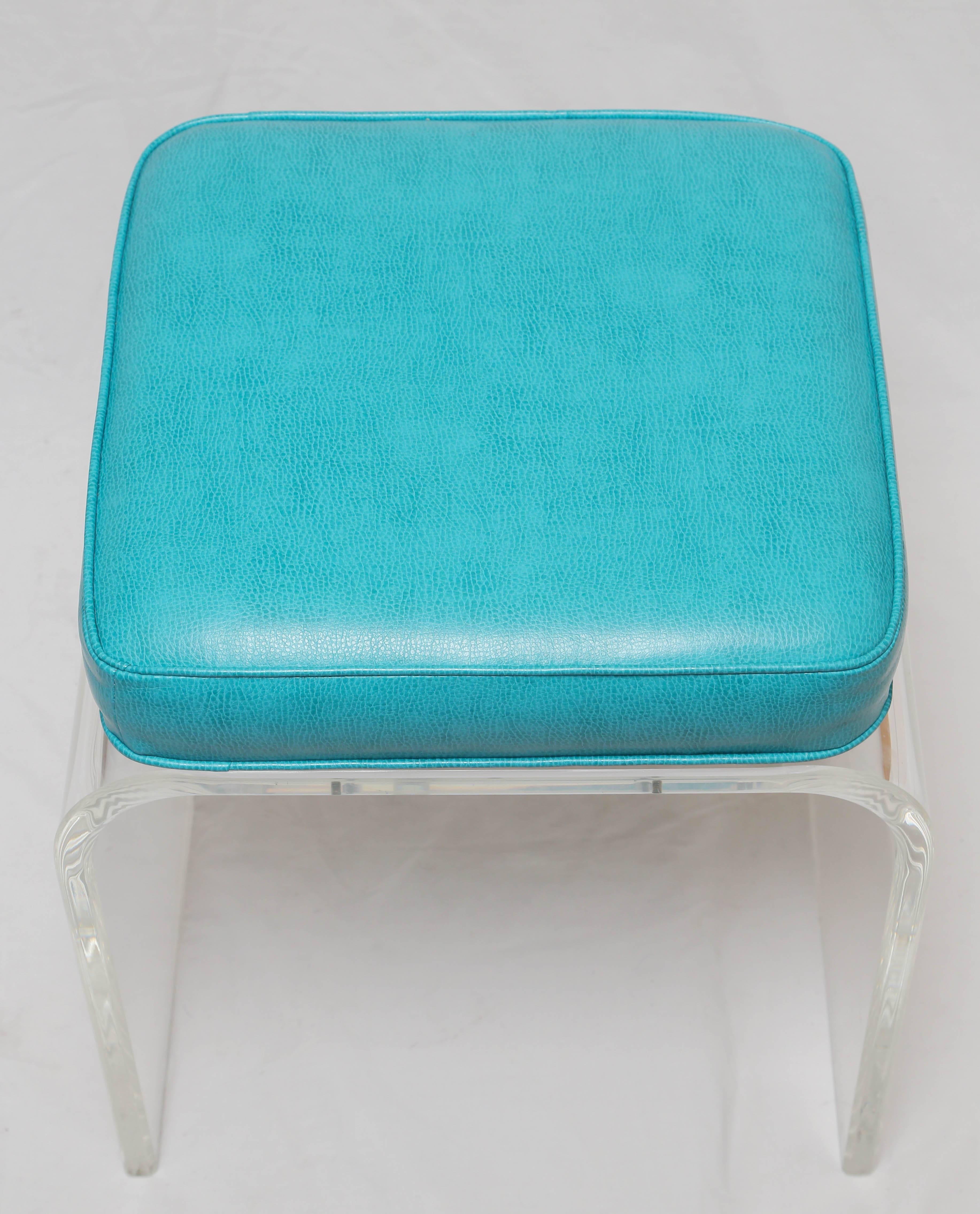 Swivel faux lizard seat on waterfall Lucite base by Charles Hollis Jones.
