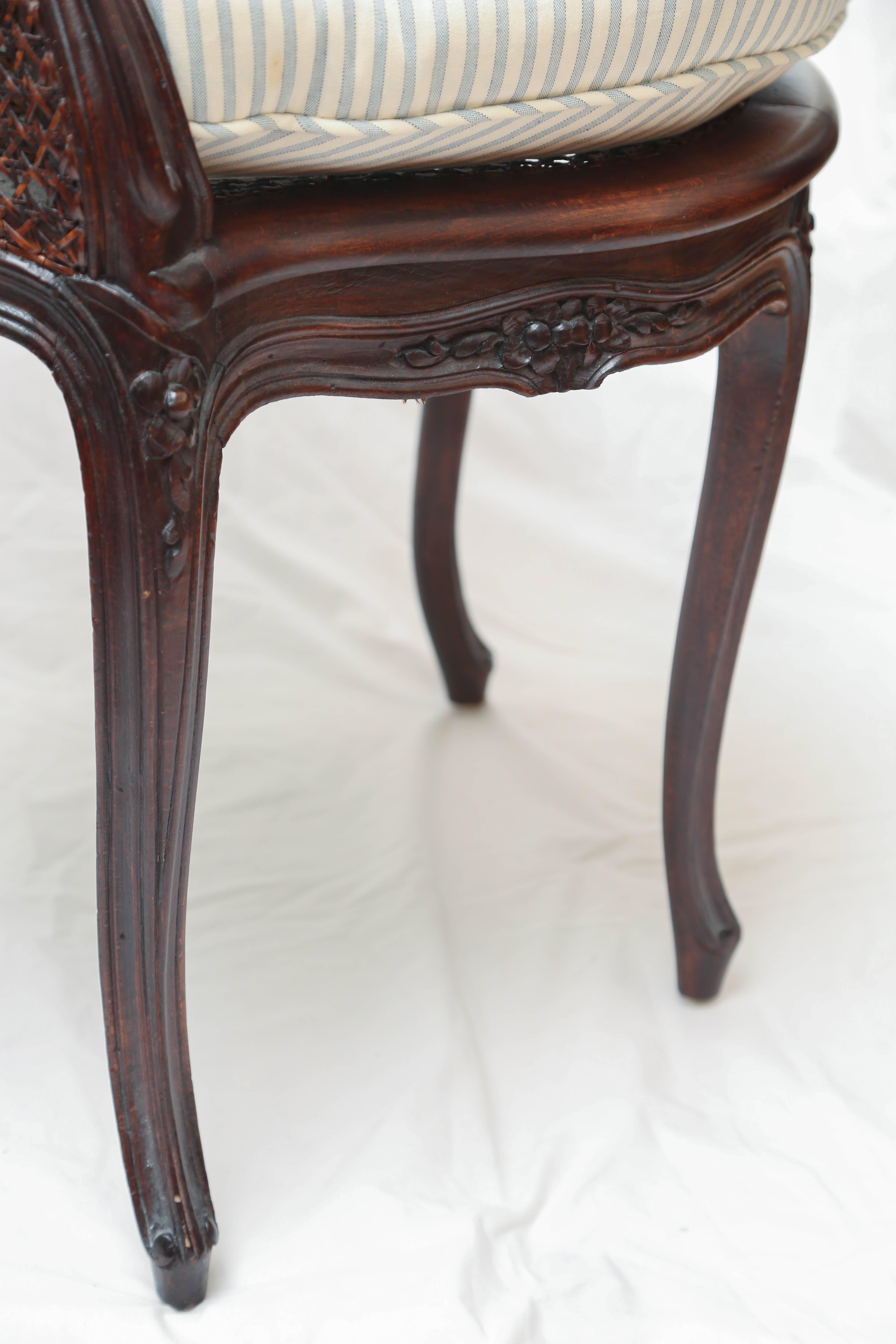 Louis XV Style Corner Double Caned French Armchair 2
