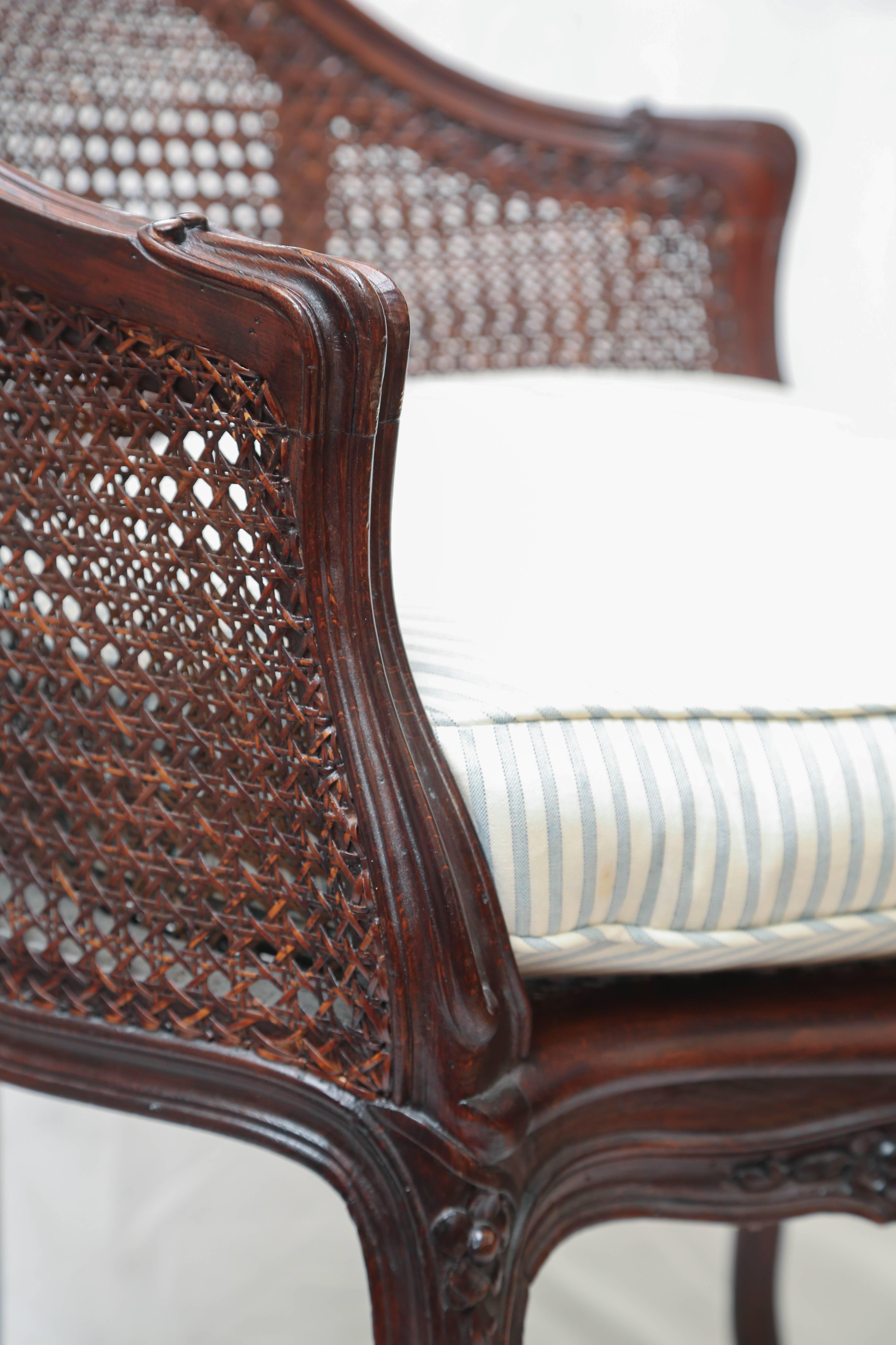 Louis XV Style Corner Double Caned French Armchair 3