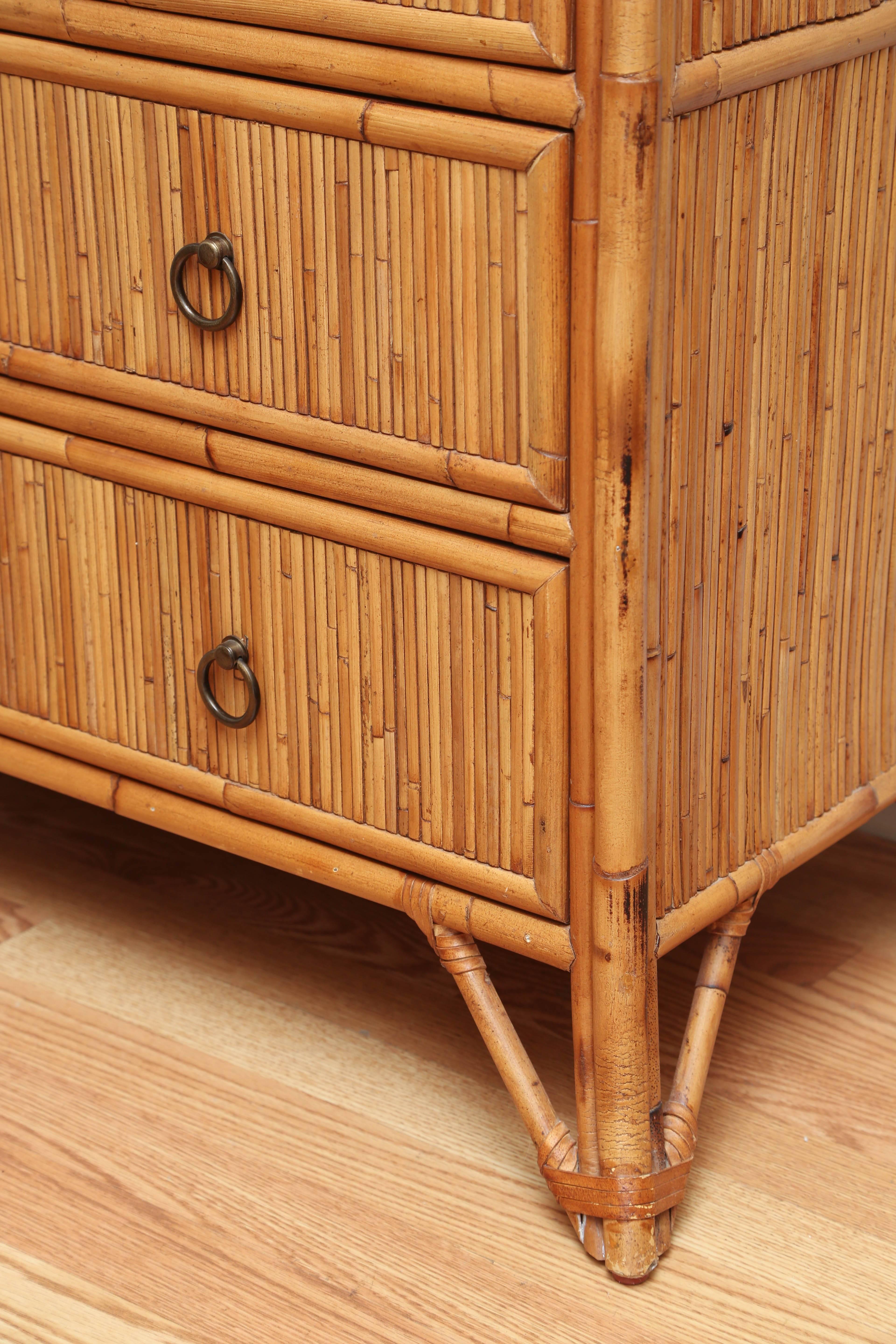 Pencil bamboo chest with seven drawers by Baker Furniture Milling Road.
