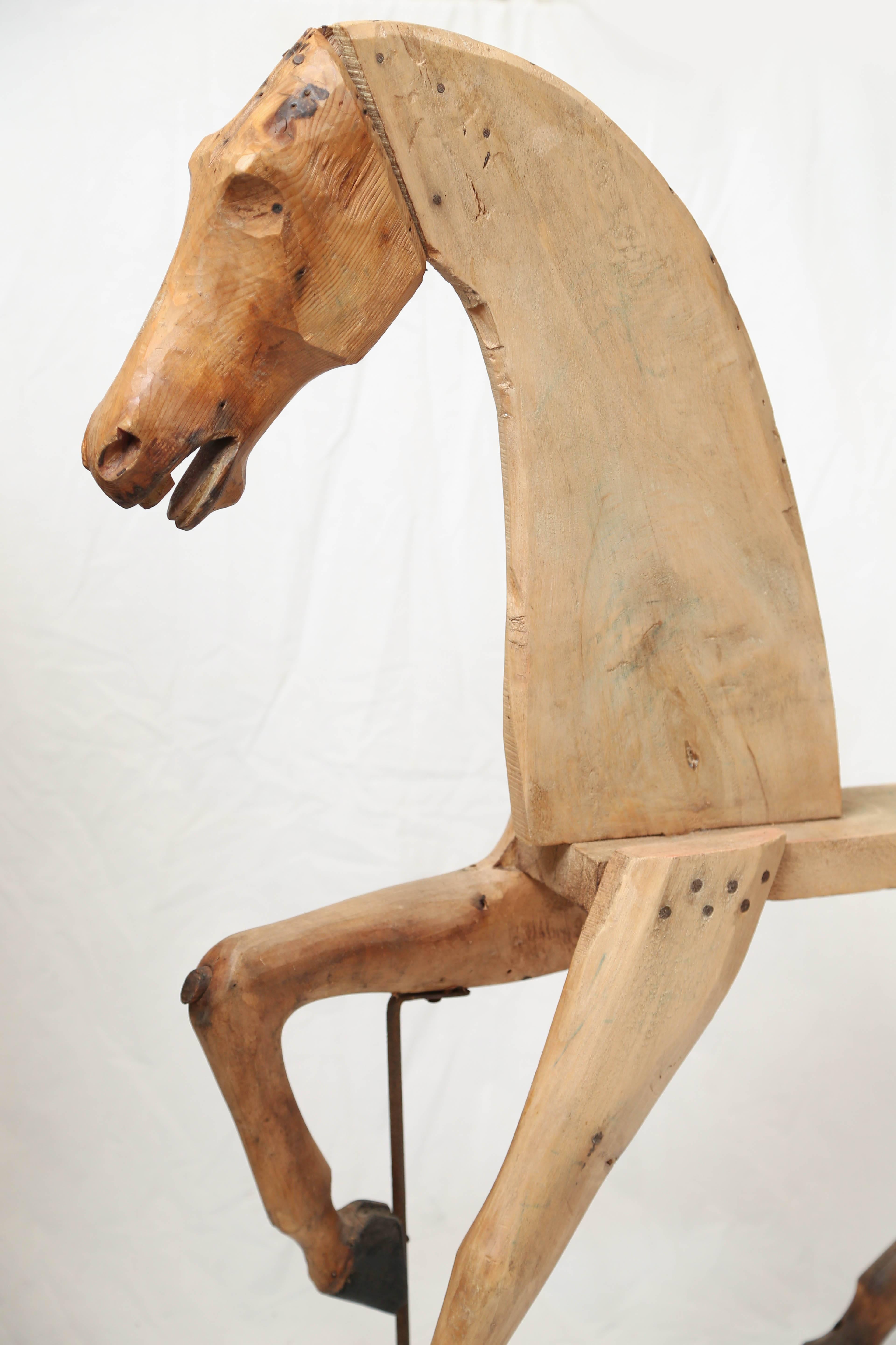 Primitive prancing wood Folk Art horse.