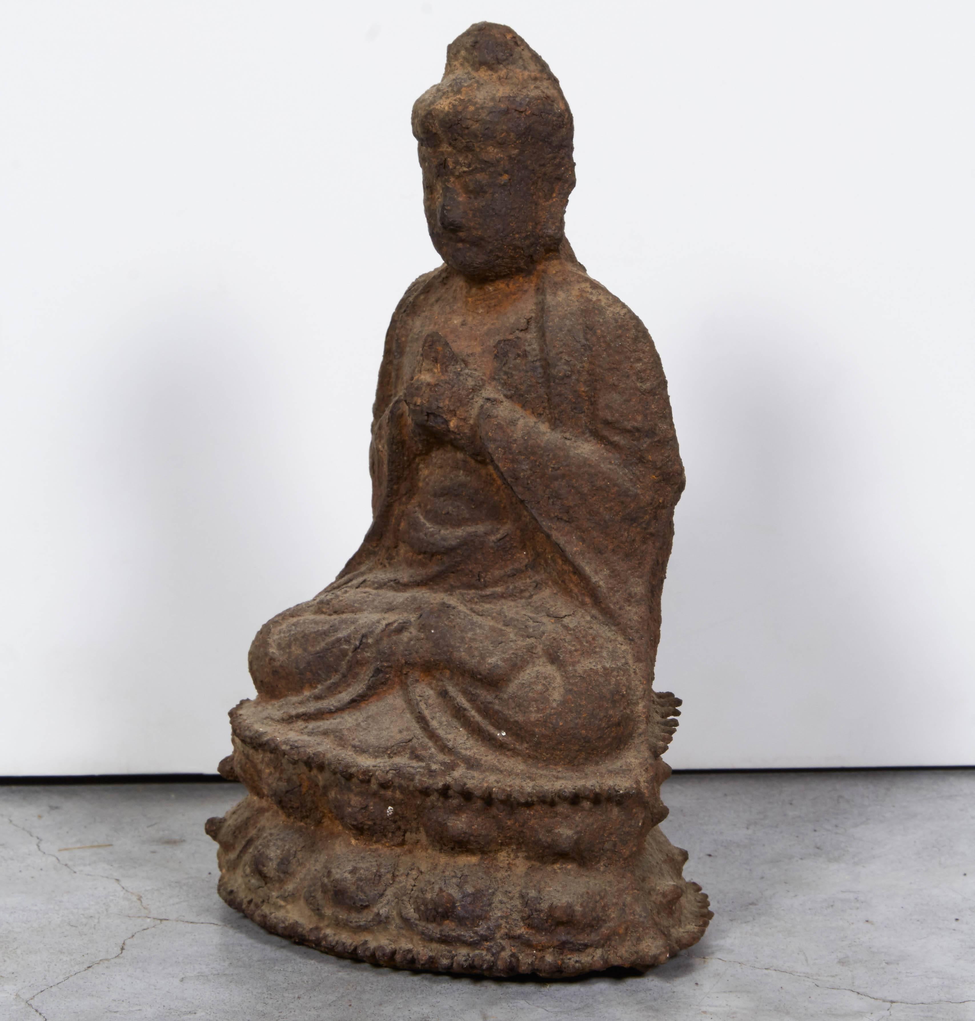 19th Century Cast Iron Chinese Buddha In Good Condition In New York, NY
