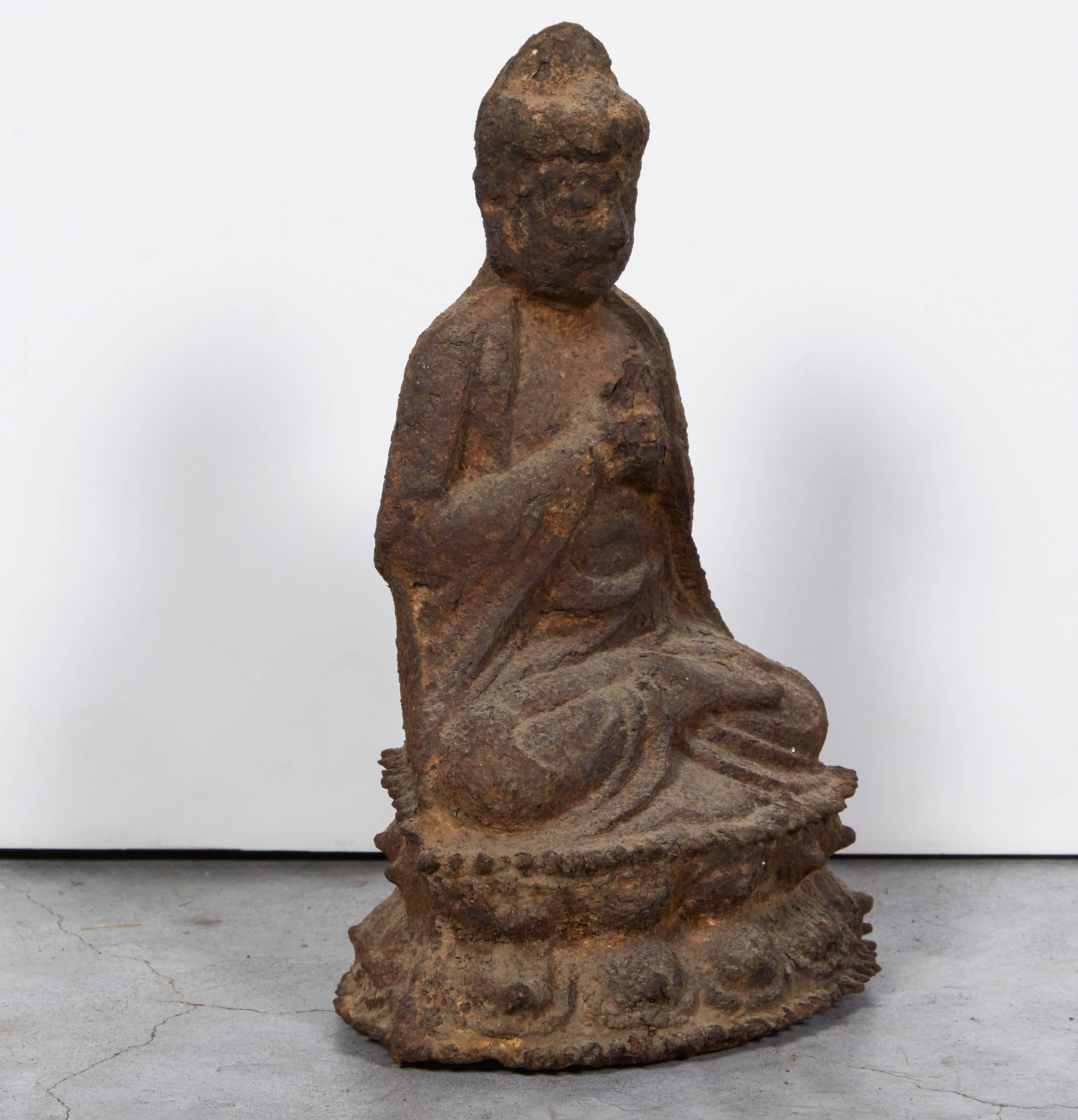 19th Century Cast Iron Chinese Buddha 1