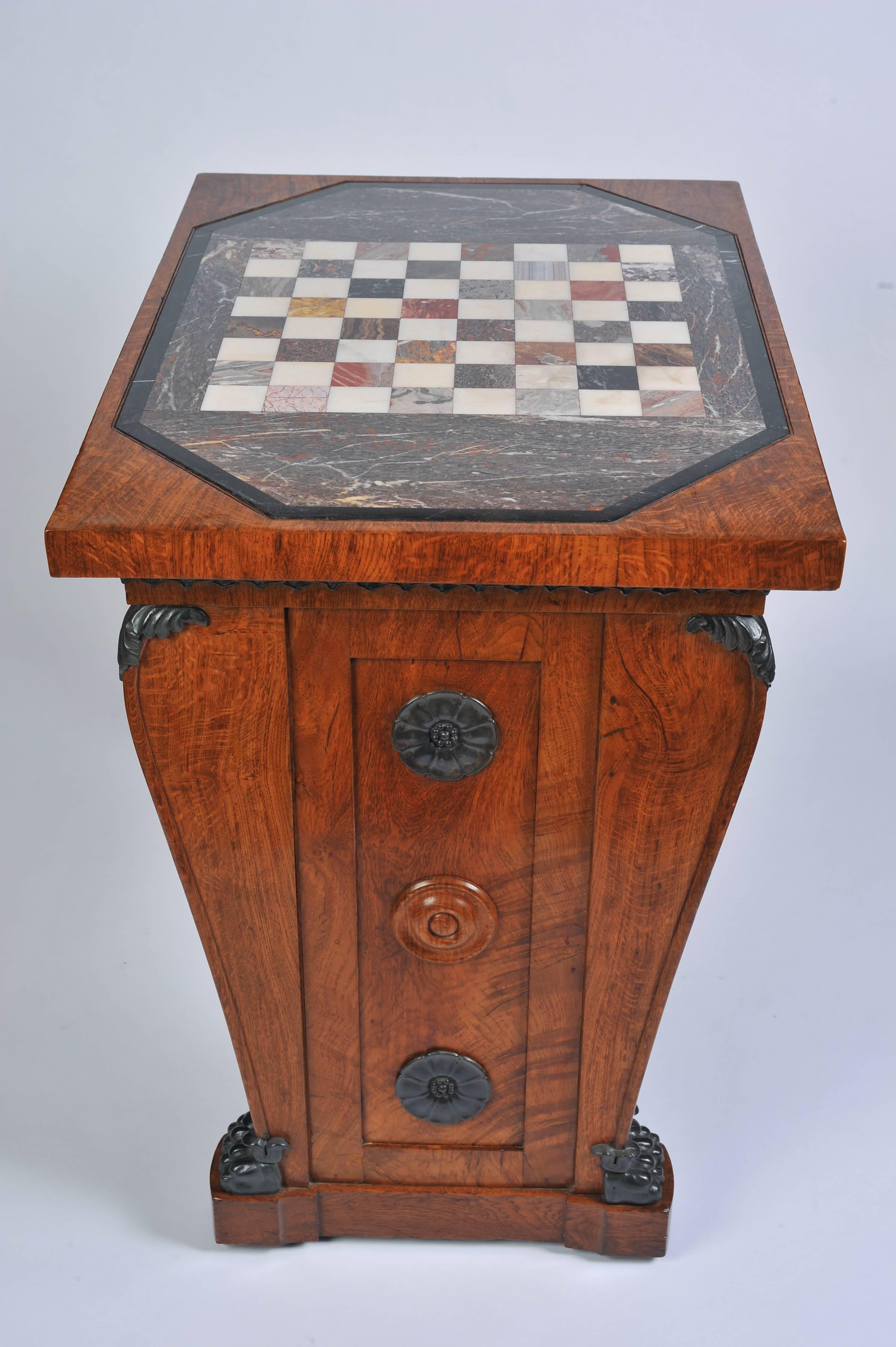 Regency Pollard Oak and Marble Chess Table by G. Bullock to Designs by T. Hope For Sale 2