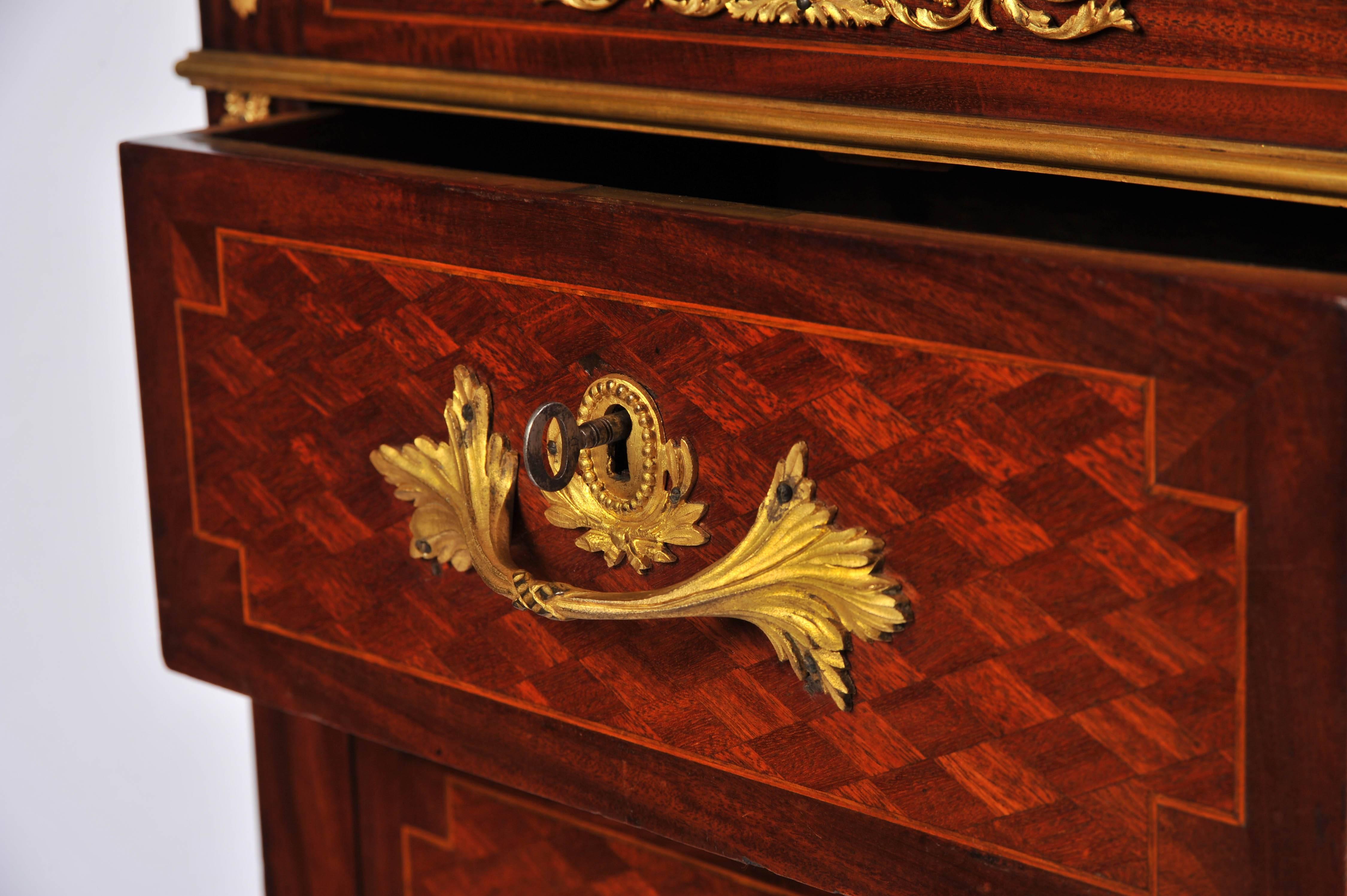 Late 19th Century Small Mahogany and Kingwood Commode in the Louis XVI Style 4