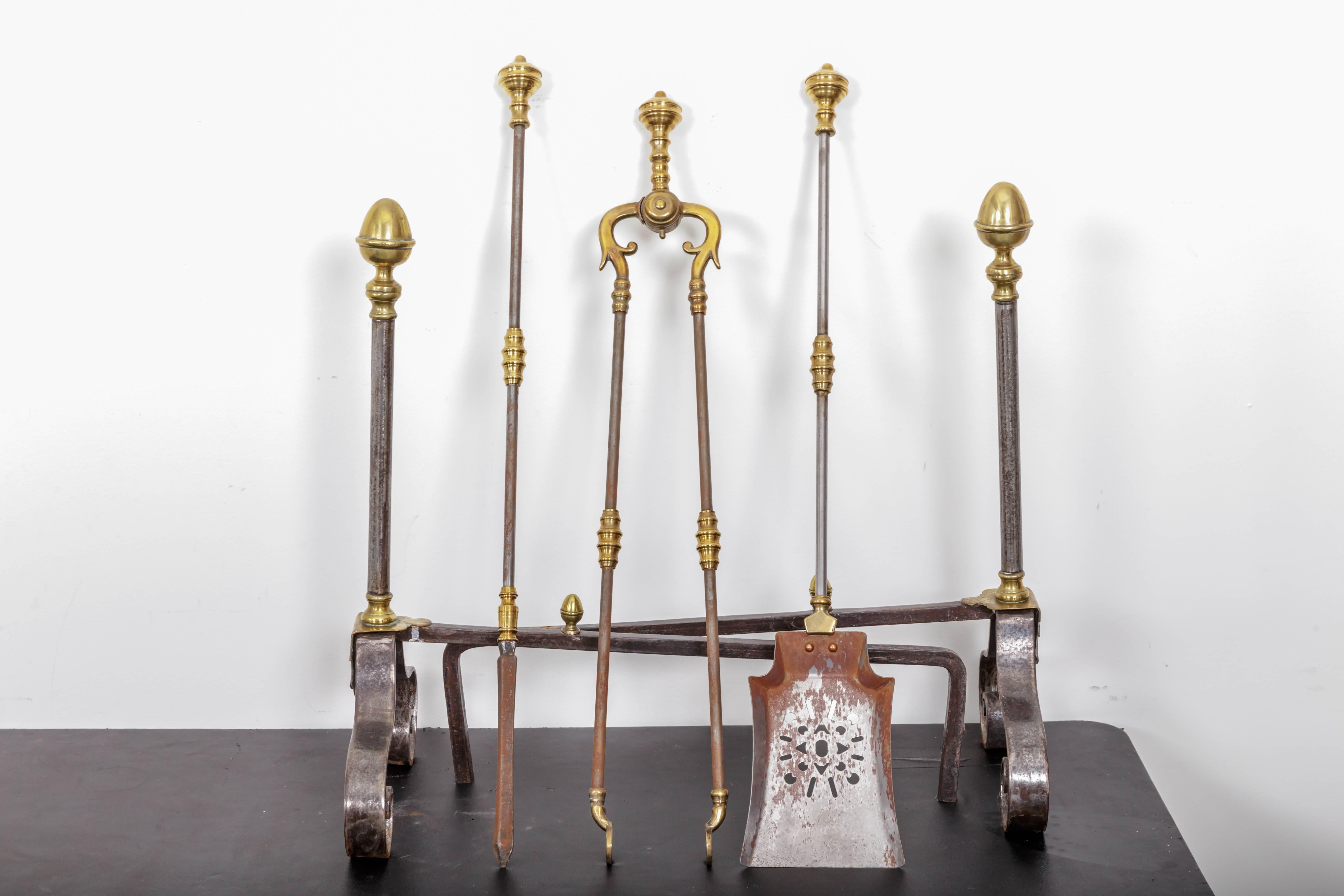 brass andirons for fireplace