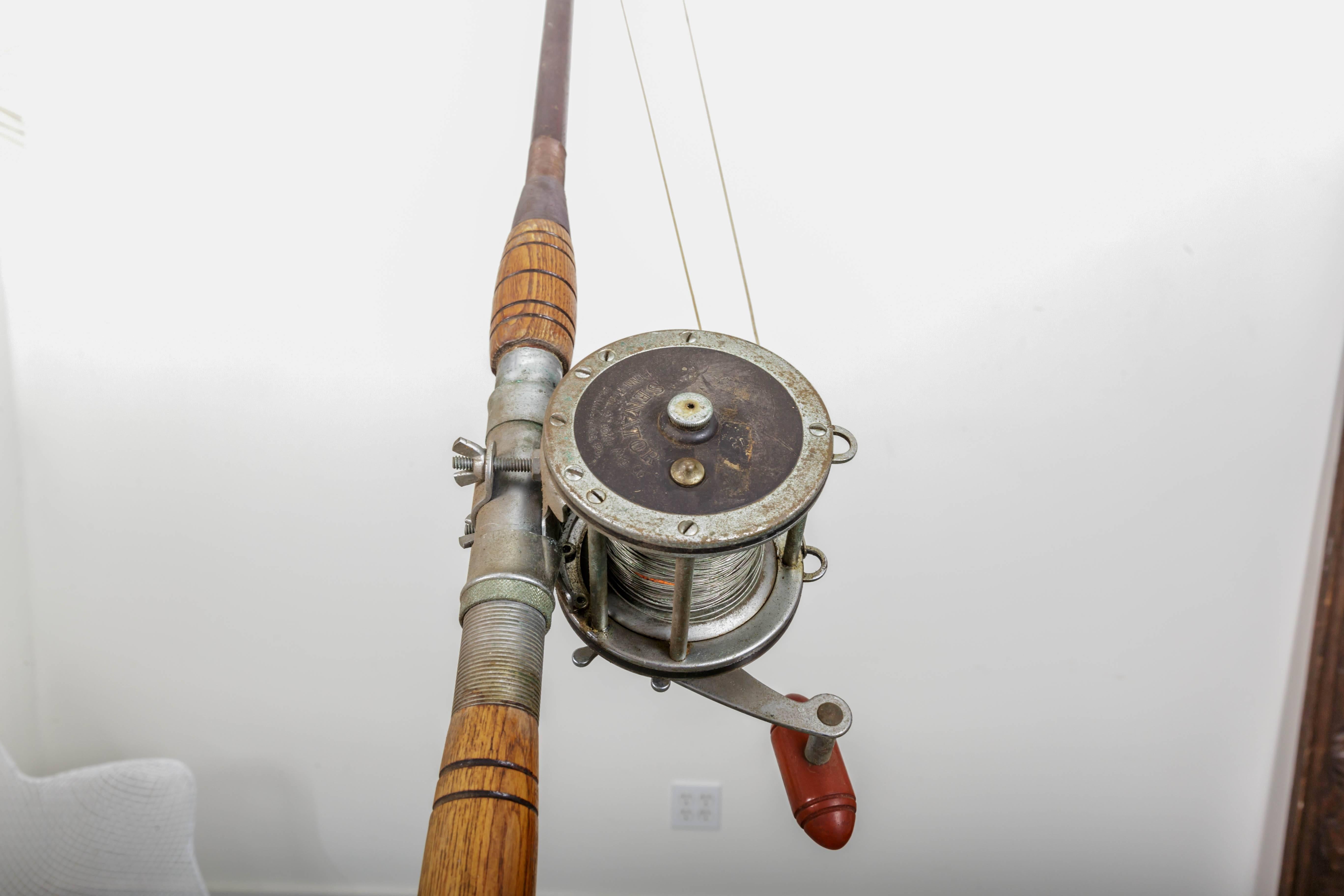 Vintage Rod and Reel In Fair Condition In Southampton, NY