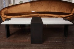 Custom Bronze Legs and Gray Stone Top Cocktail Table