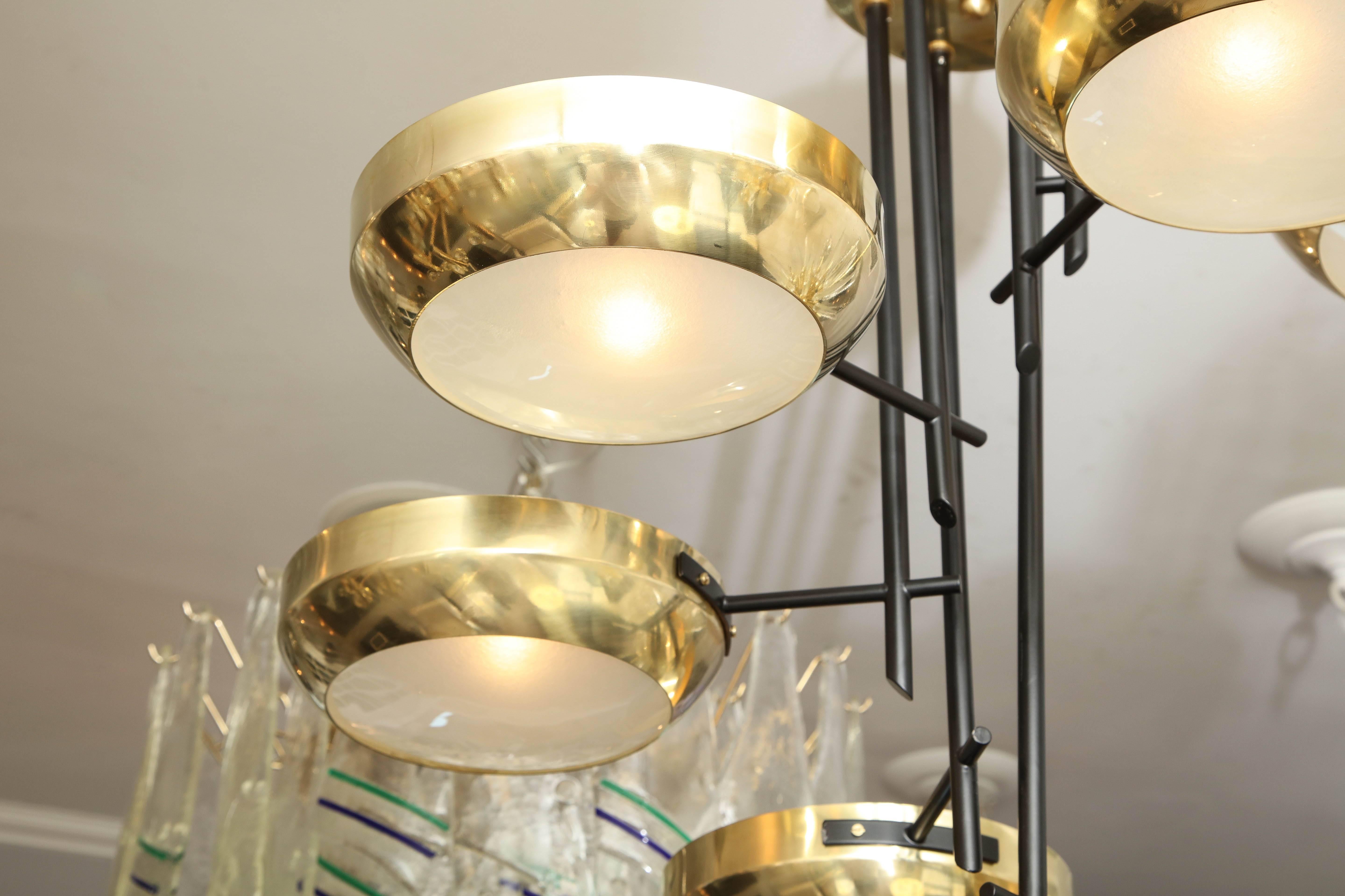 Italiano Six-Arm Ceiling Light in the Manner of Stilnovo in vendita