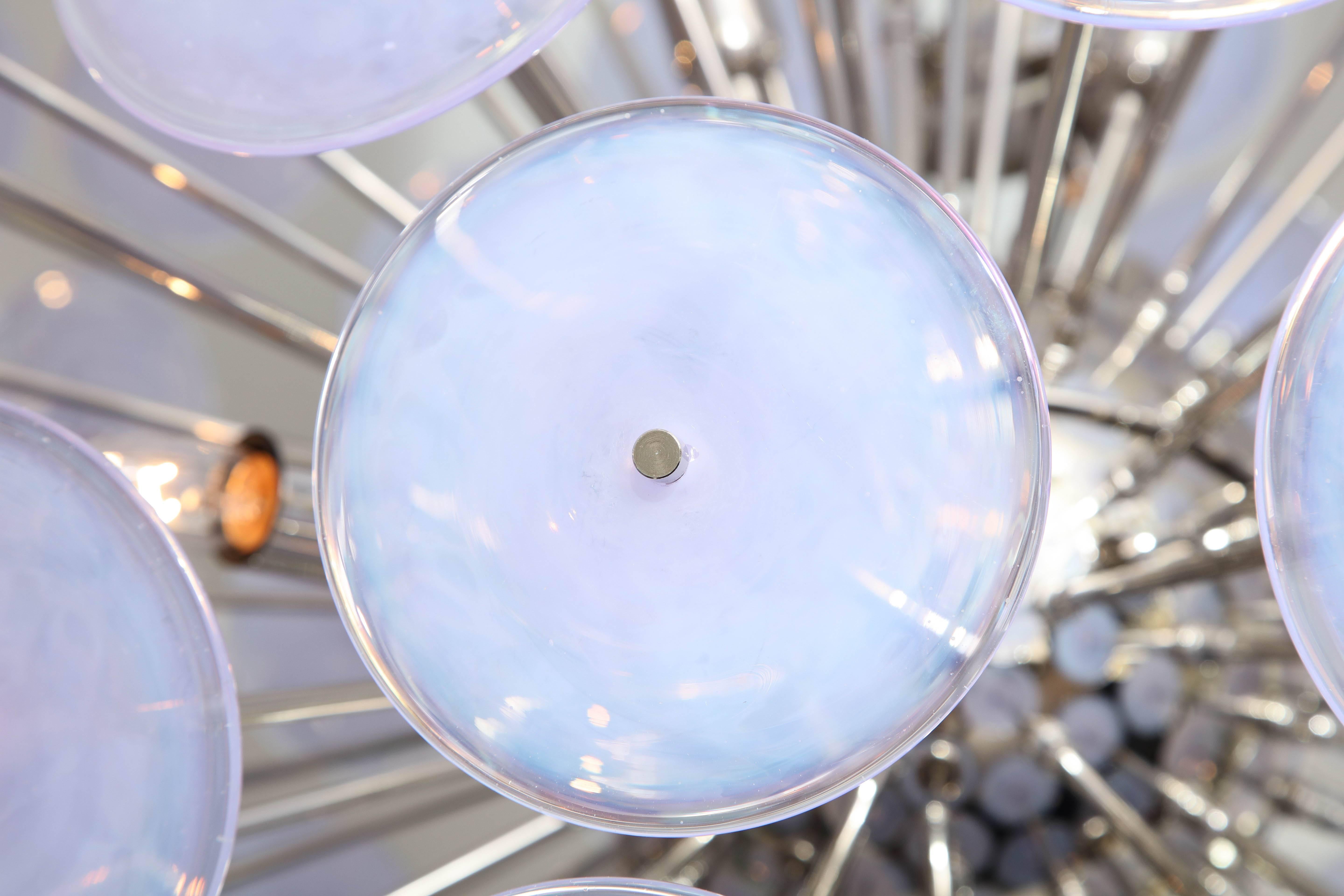 Contemporary Large Alex Iridescent Murano Glass Disc Sputnik Chandelier For Sale