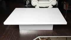Custom White Leather Cocktail Table