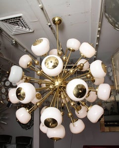 Italian Milk Glass and Brass Sputnik