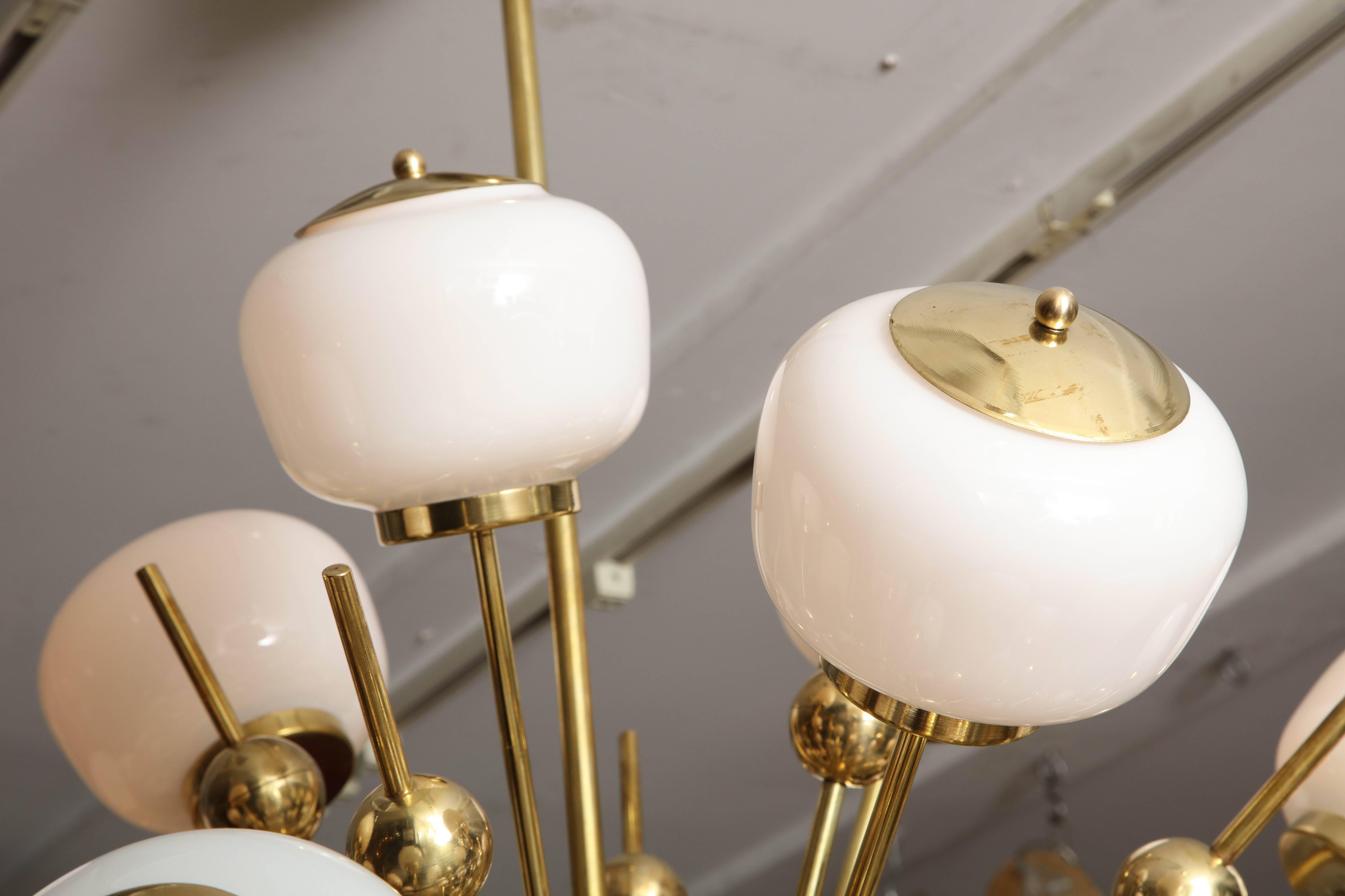 Contemporary Italian Milk Glass and Brass Sputnik For Sale