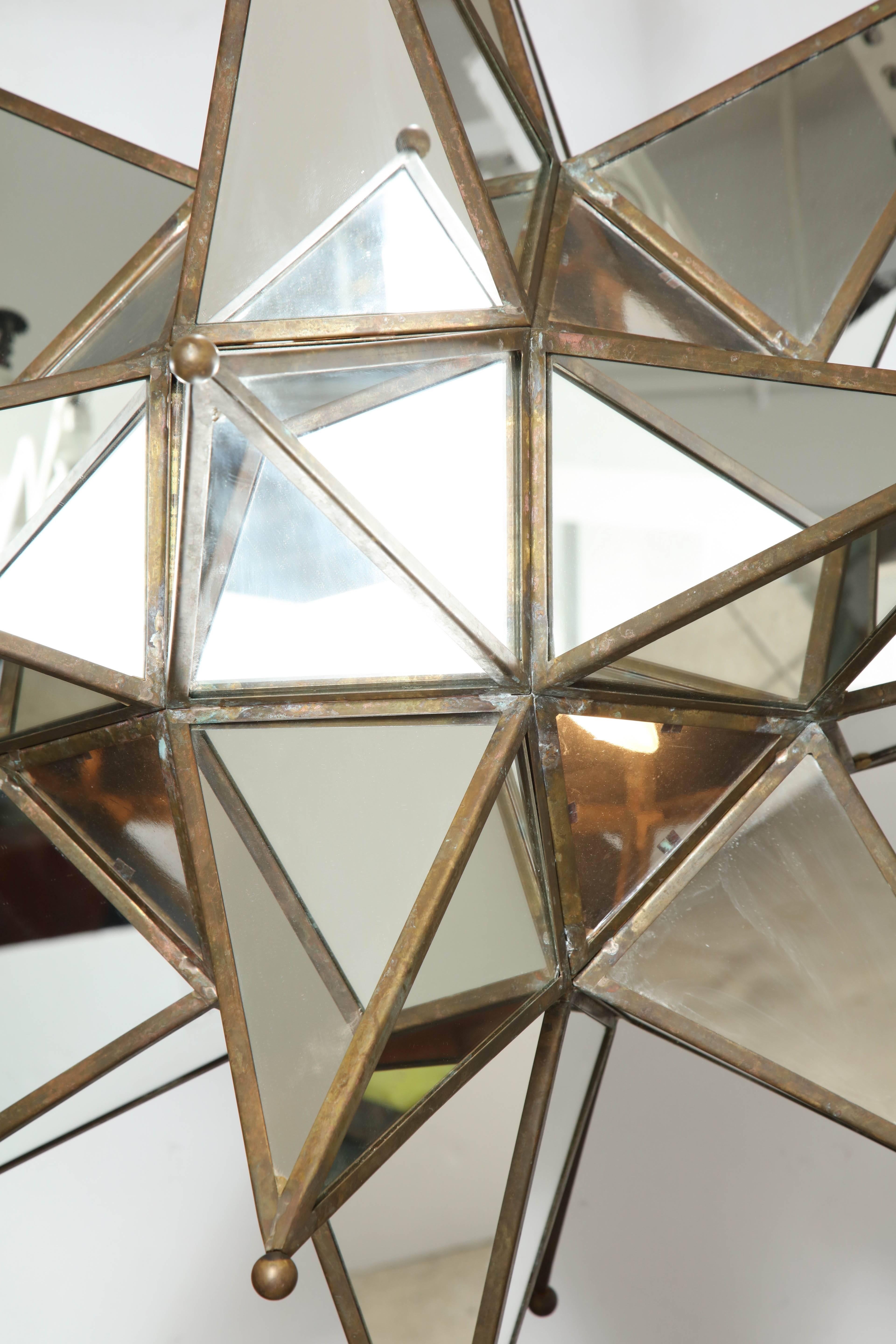 Glass Grand Mirrored Starburst Pendant Light For Sale