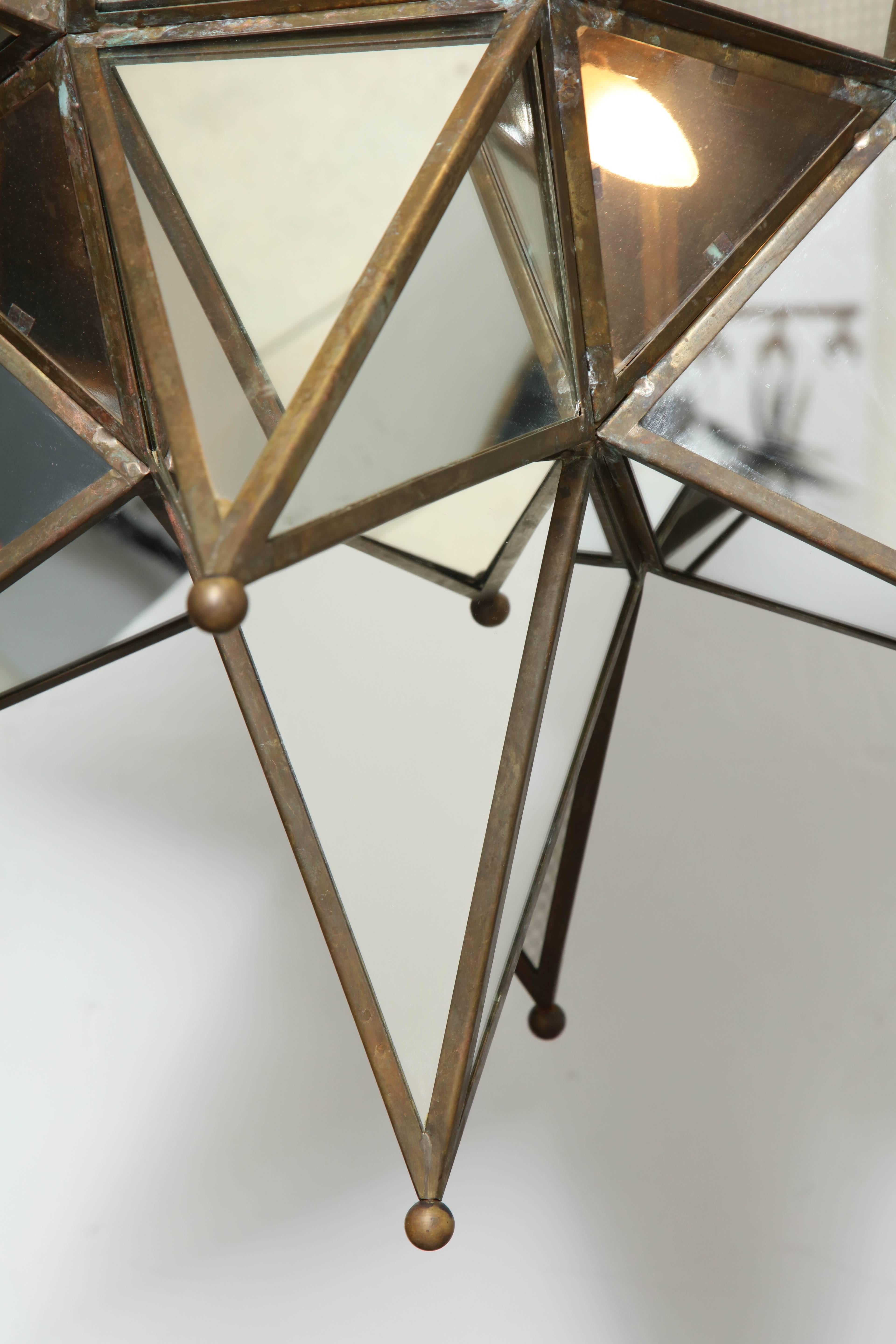 Grand Mirrored Starburst Pendant Light For Sale 1