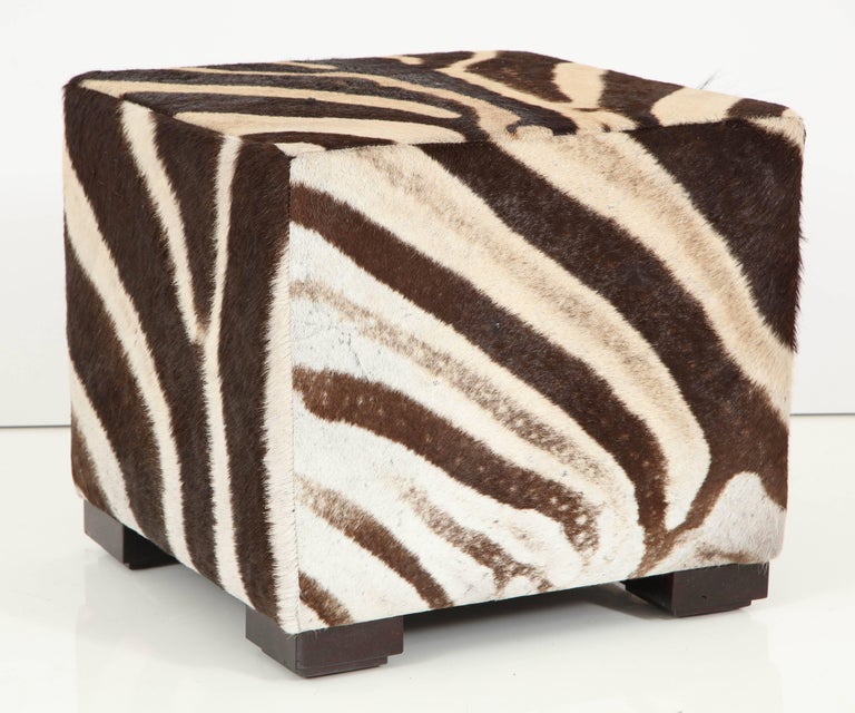 Zebra Hide Ottoman at 1stDibs