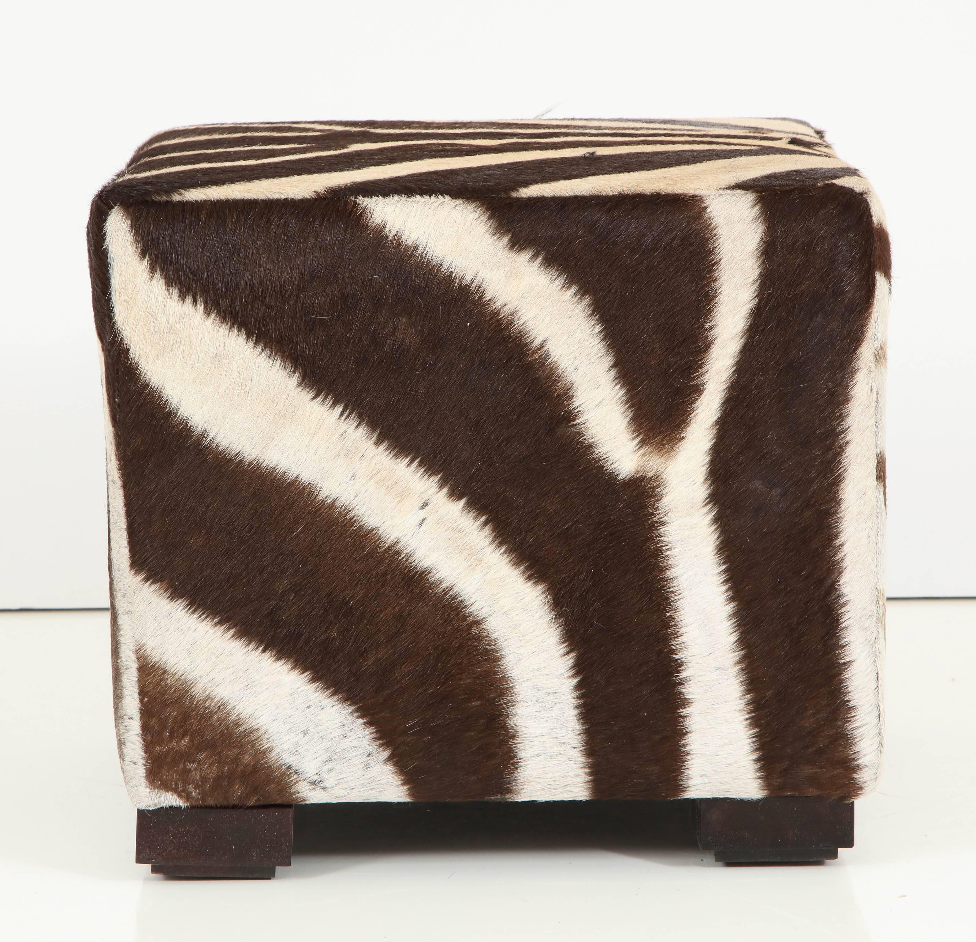Zebra Hide Ottoman at 1stDibs