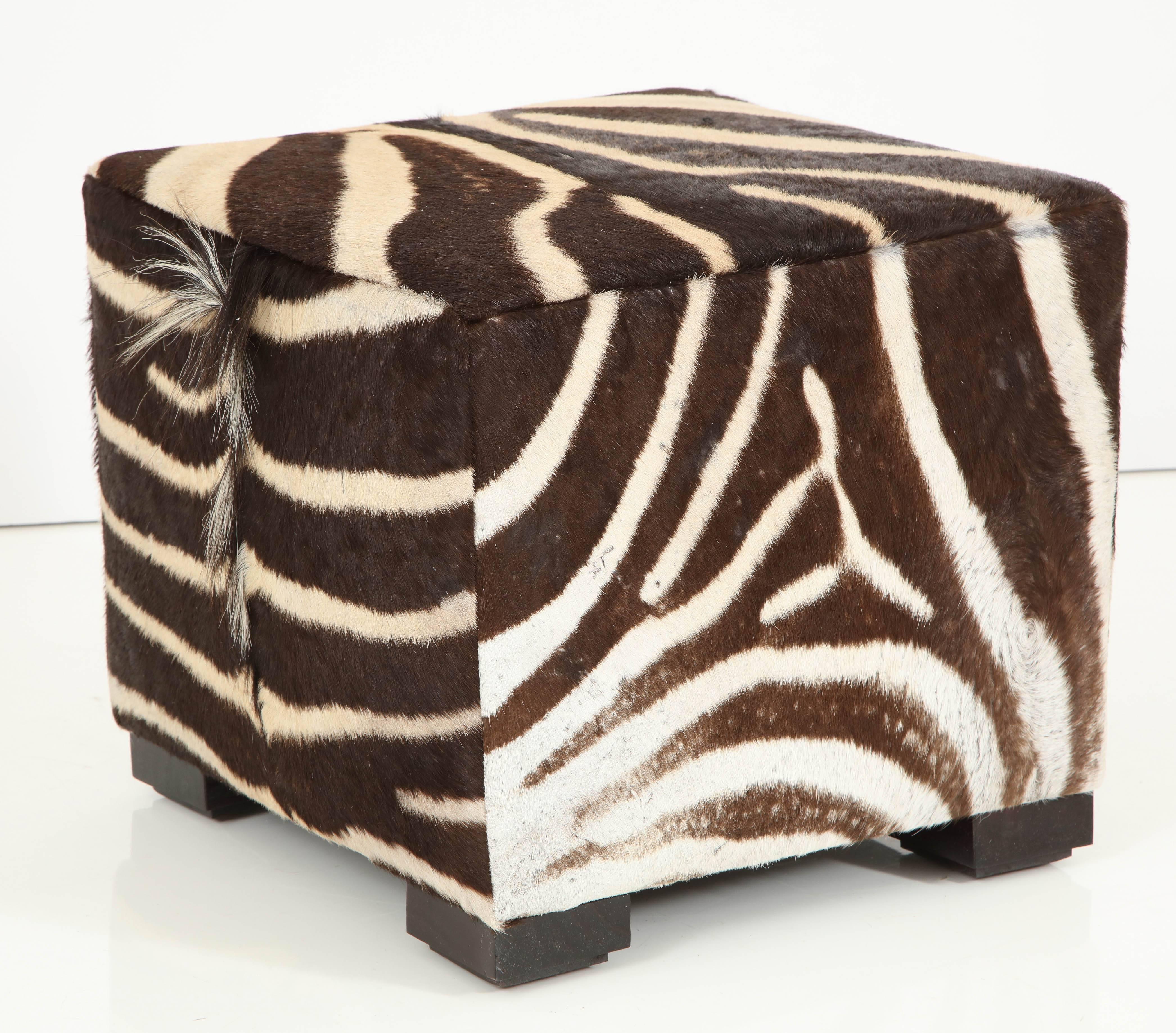 Zebra Hide Ottoman at 1stDibs