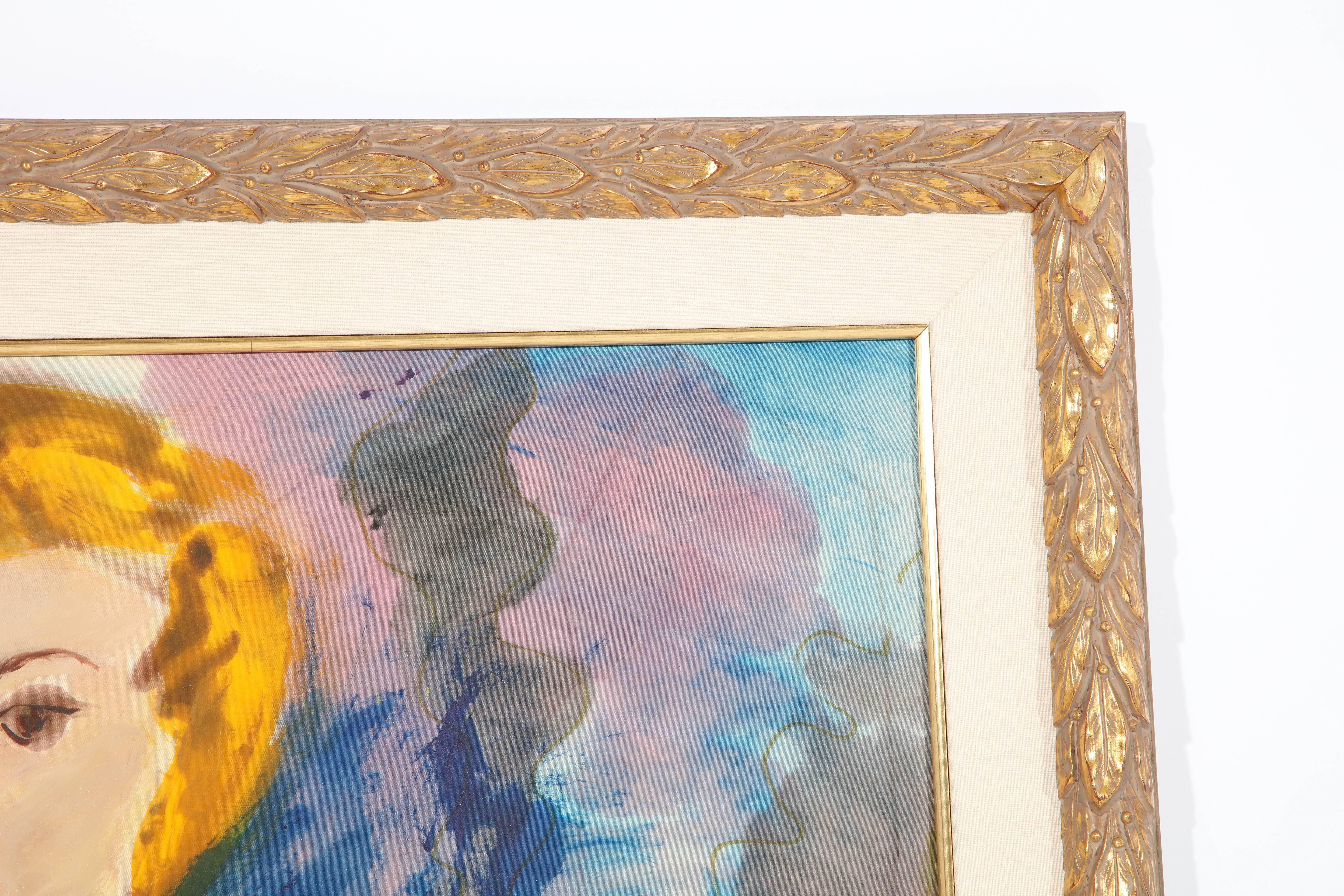 Gemälde, „Die goldene Dame“,  Gemalt auf Seidenstoff, Modern Contemporary Art im Zustand „Gut“ im Angebot in New York, NY