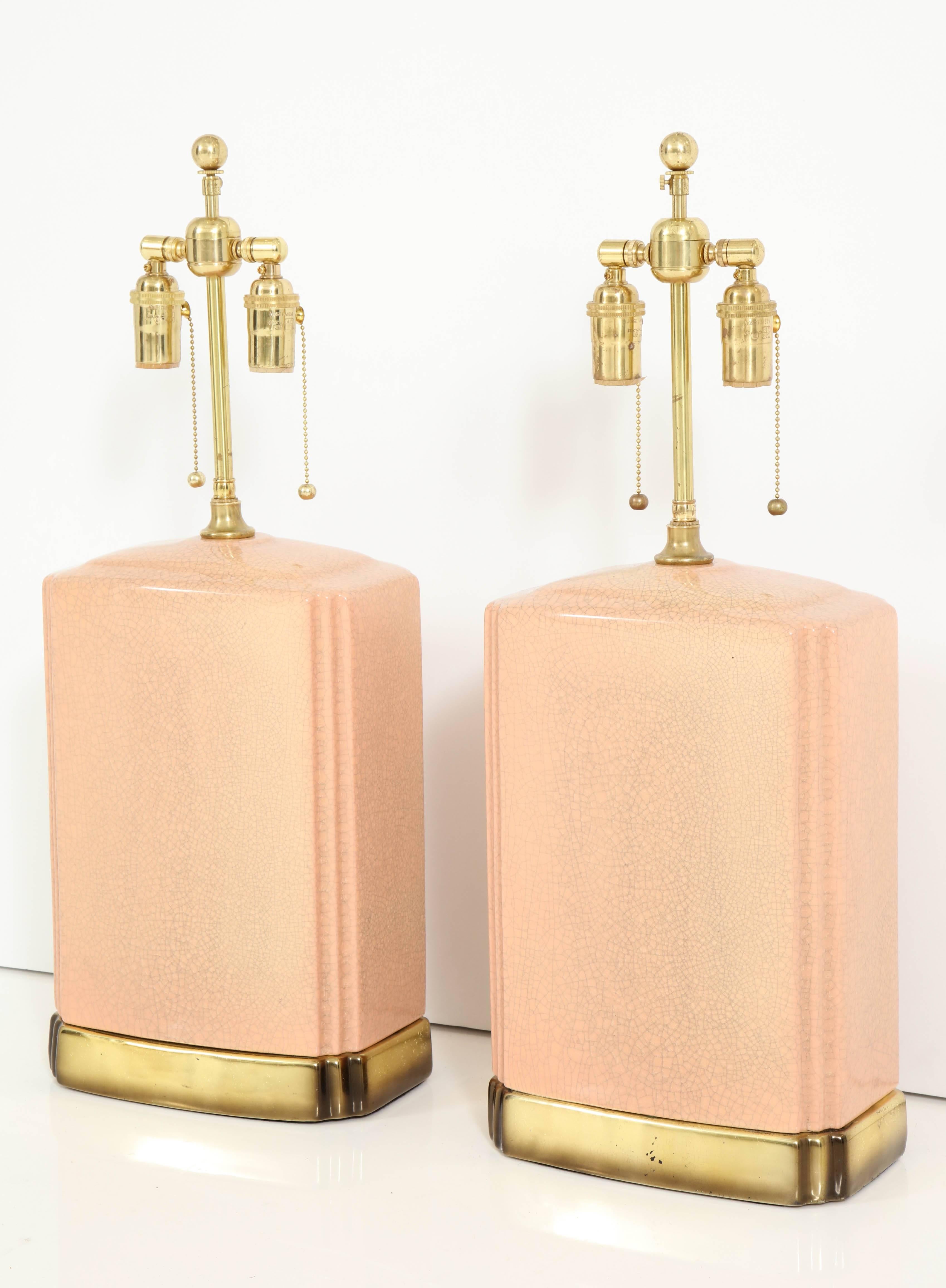 Pair of Crackle Glazed Ceramic Lamps 3