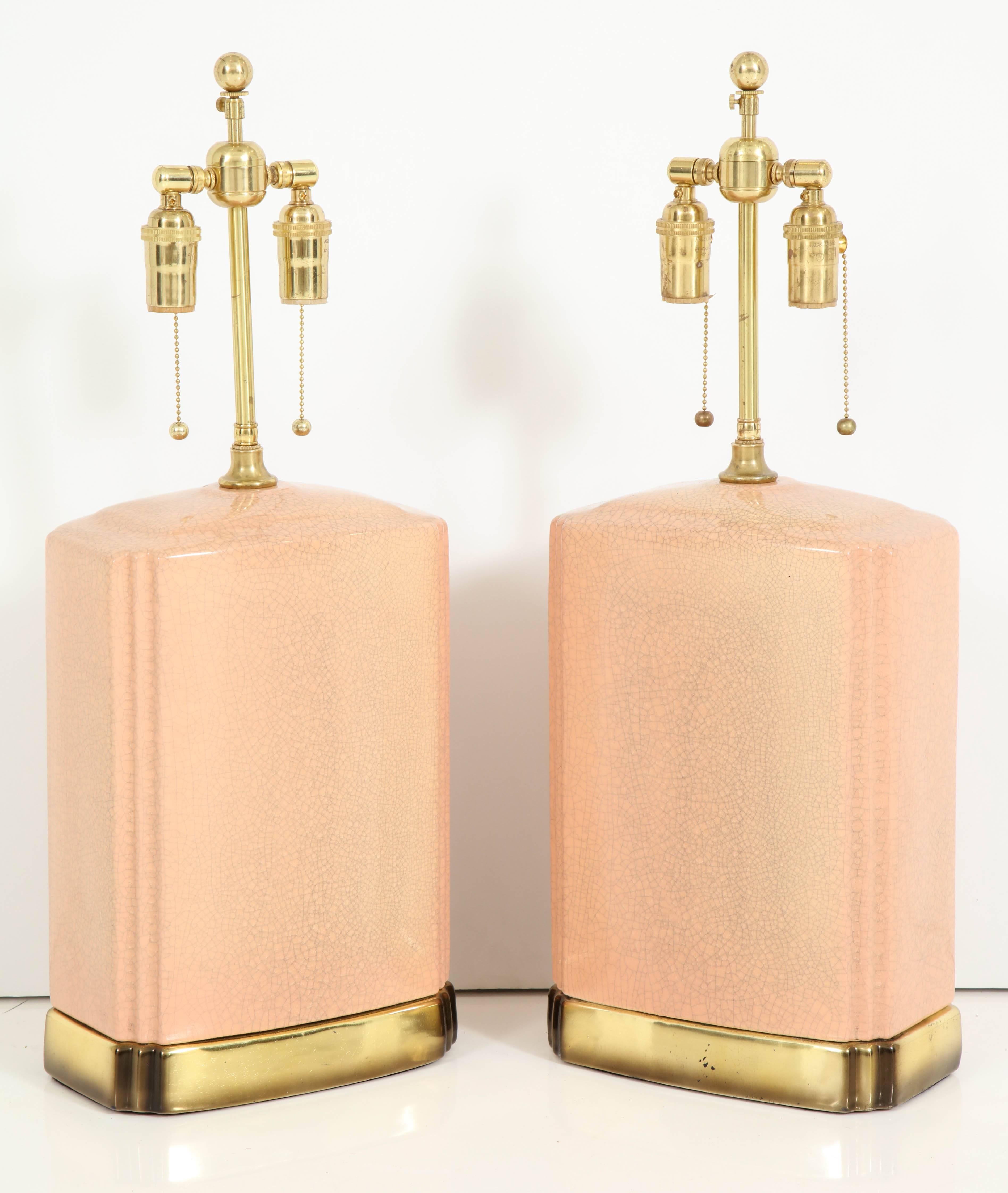 Pair of Crackle Glazed Ceramic Lamps 1