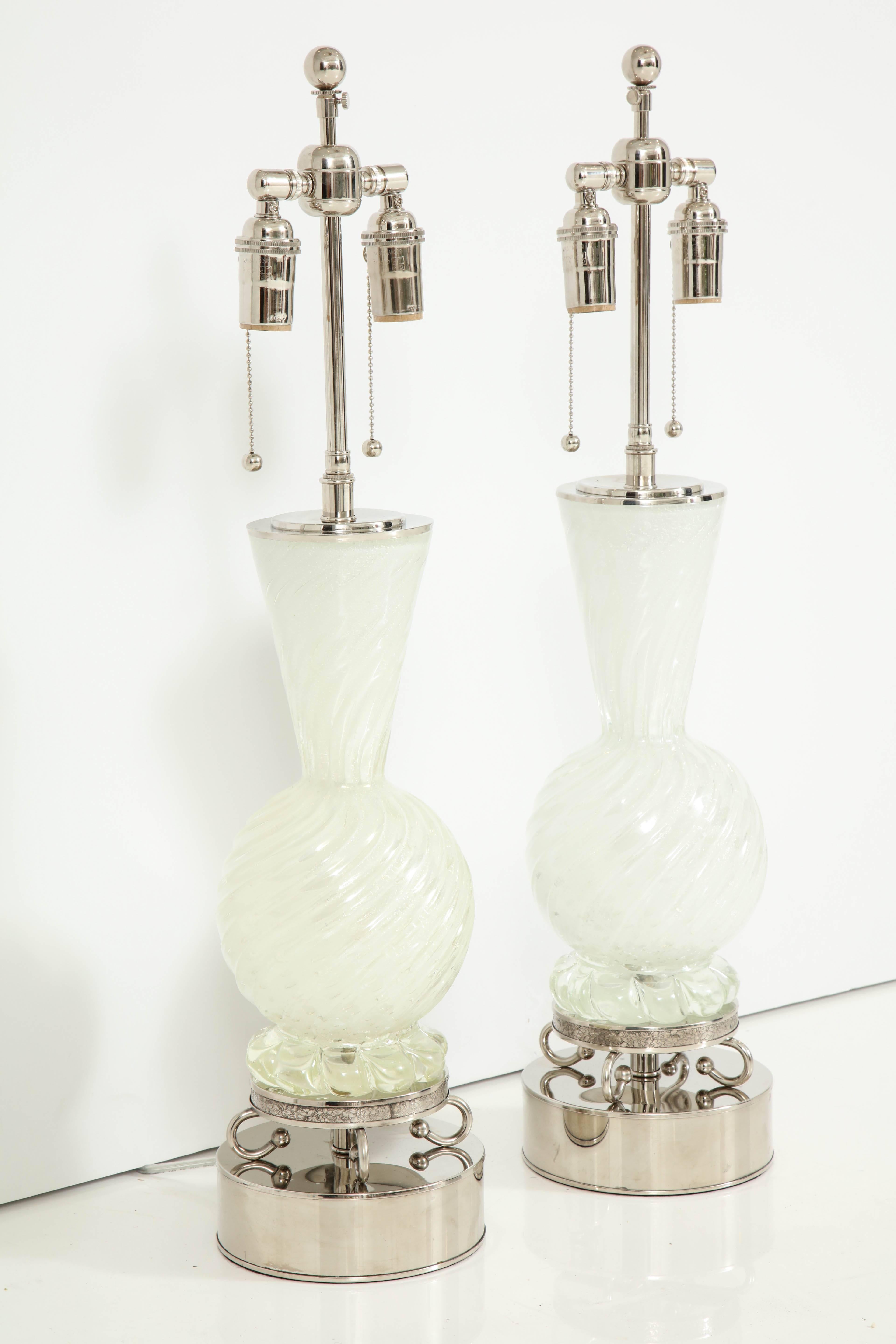 Italian Pair of Barovier and Toso Murano Lamps For Sale