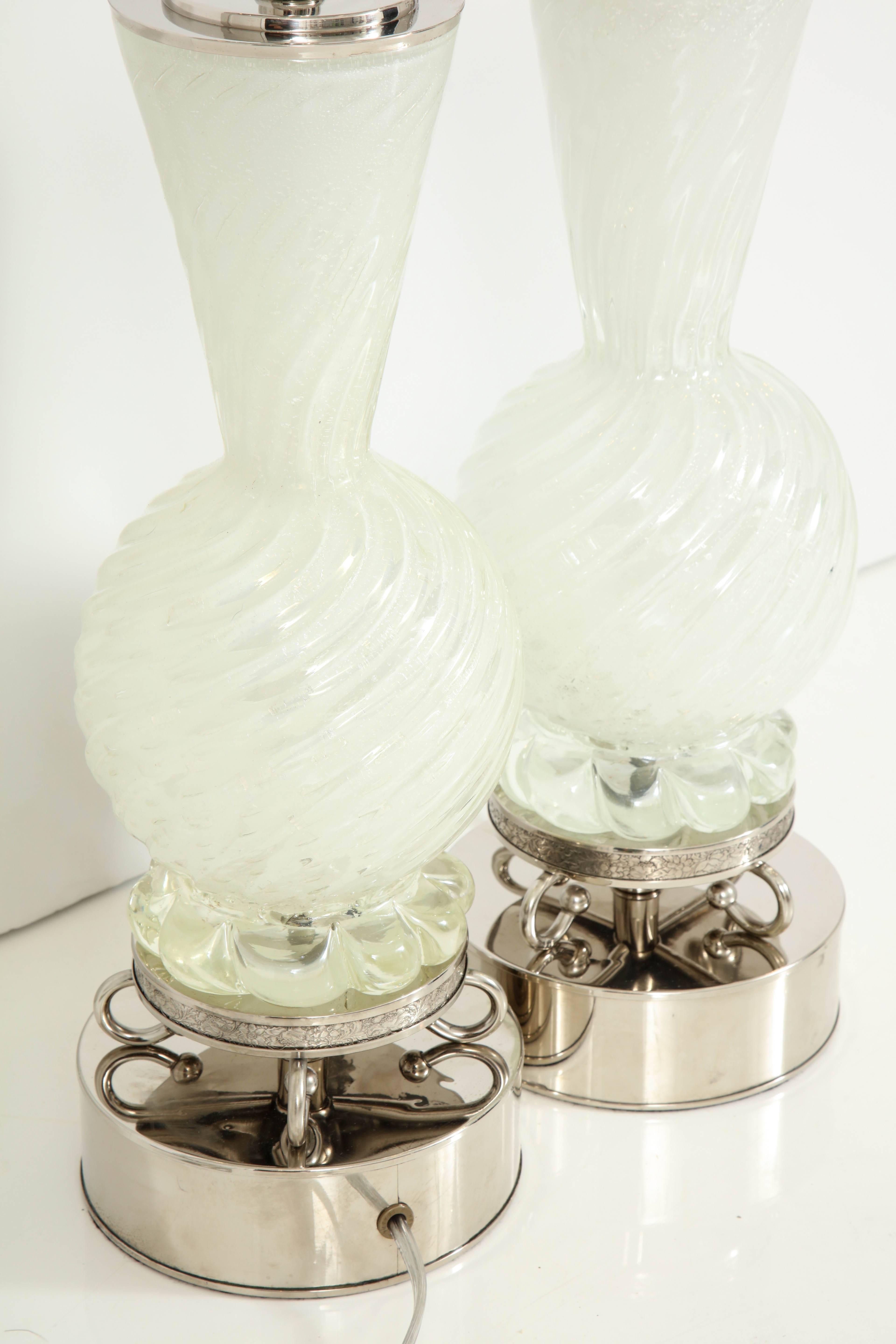 Pair of Barovier and Toso Murano Lamps For Sale 4