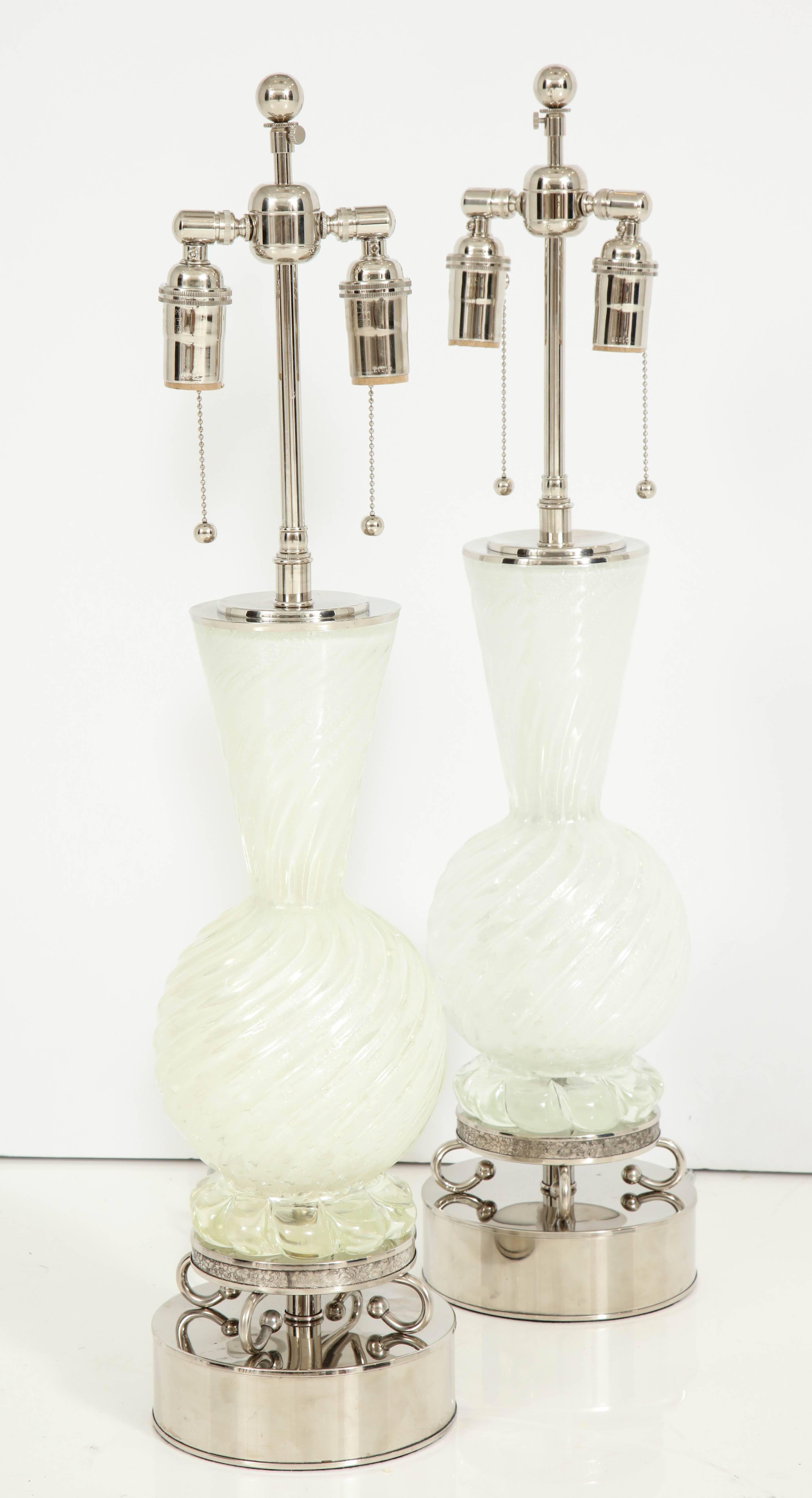 Pair of Barovier and Toso Murano Lamps For Sale 5