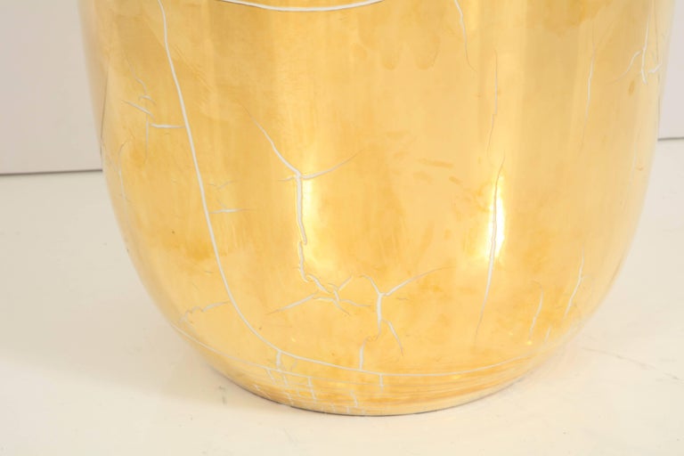 Large Gold Glazed Ceramic Pot at 1stDibs