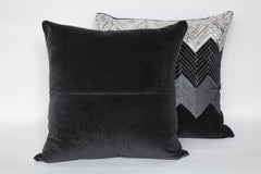 Handmade Modern Pillows, Grey Velvet & Brindle Cowhide, Europe, 2020