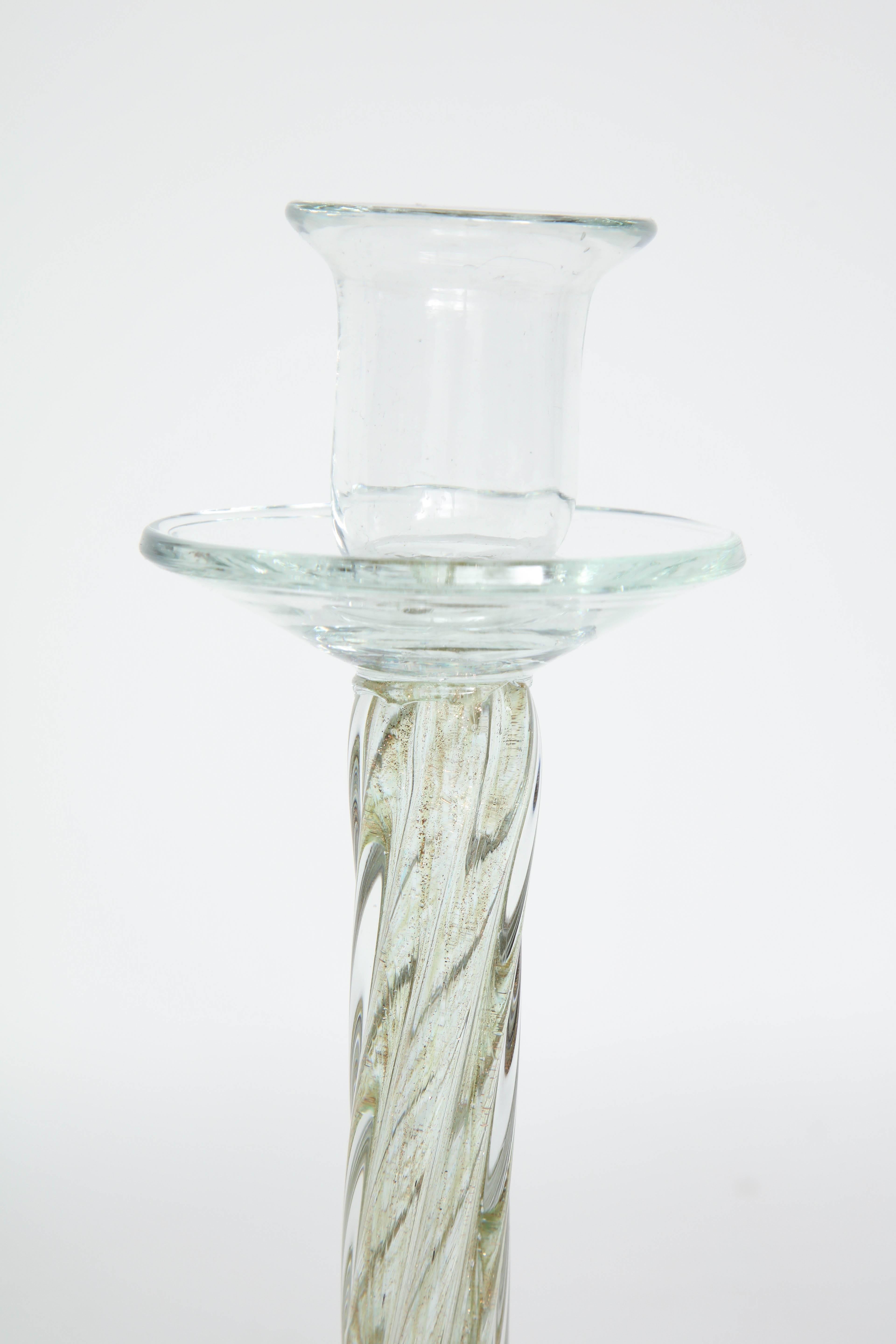 20th Century Coiled Murano Glass Candlesticks