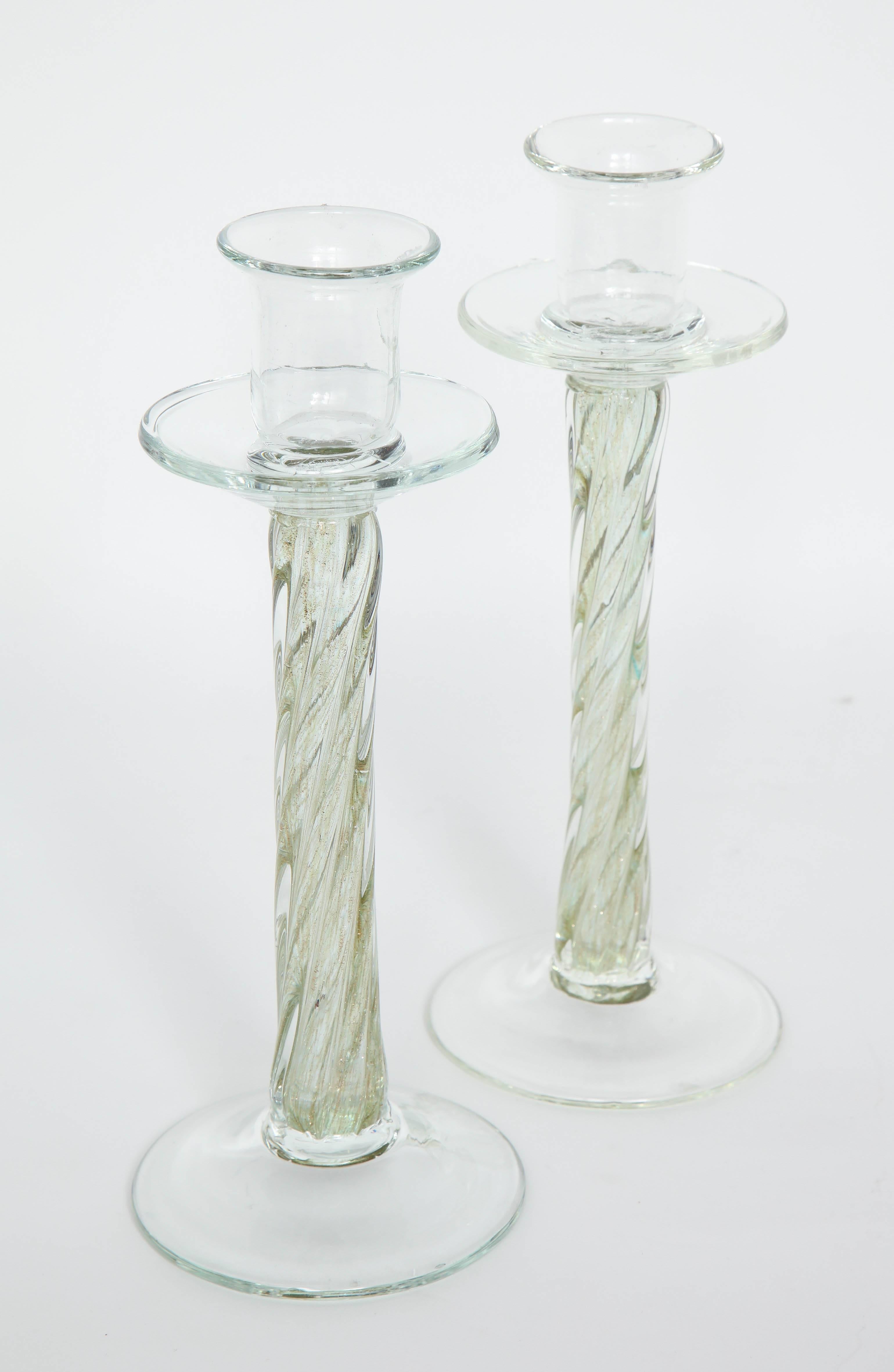 Coiled Murano Glass Candlesticks 1