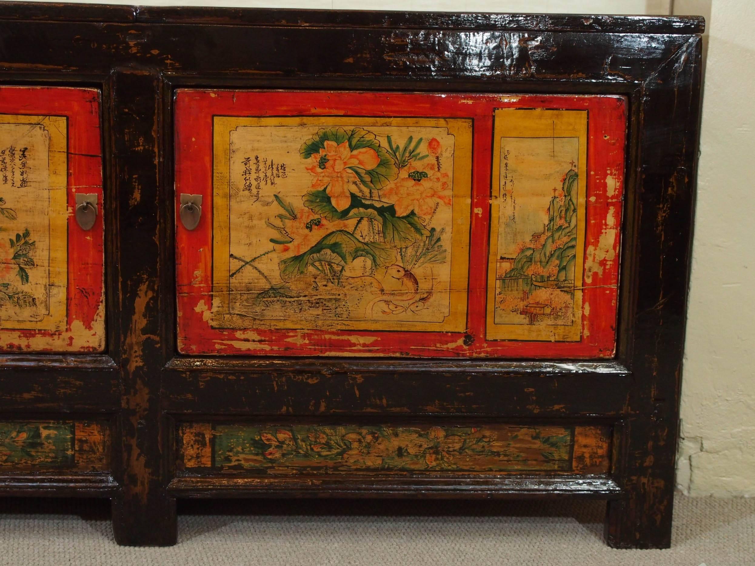 Antique Chinese Black Lacquer Rice Cabinet, circa 1915 In Good Condition In New Orleans, LA