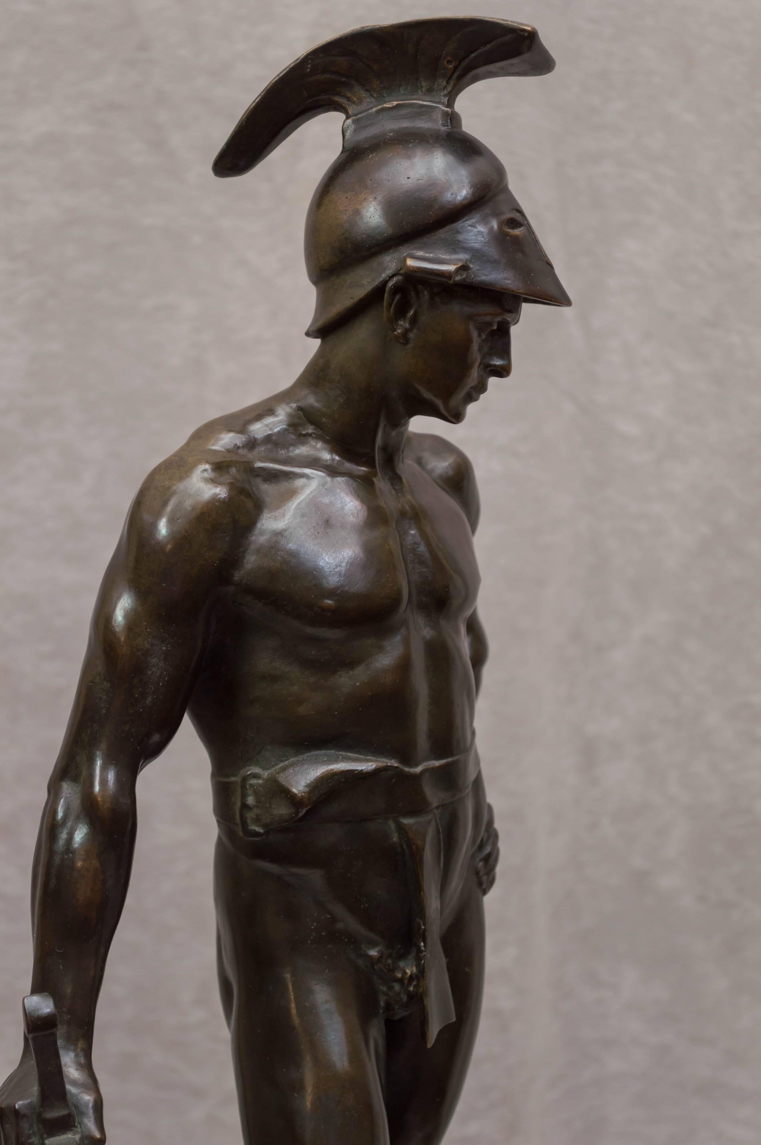 German Powerful Semi-Nude Bronze Warrior ca. 1905