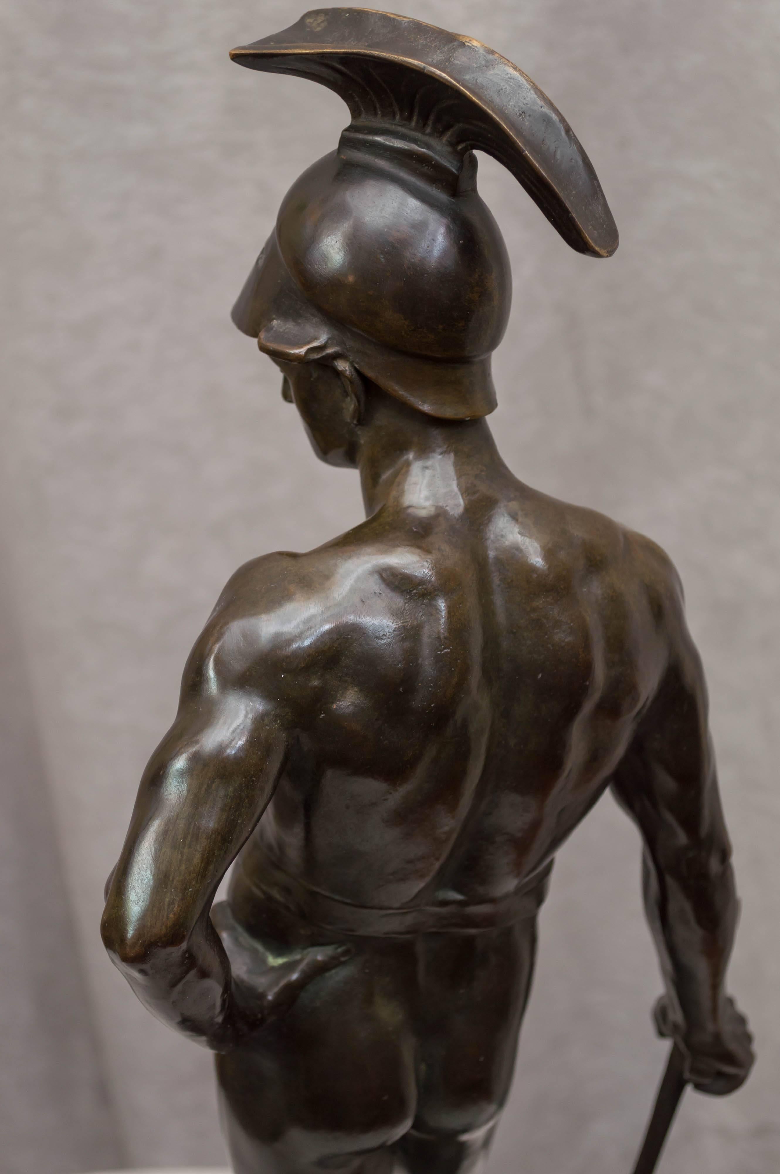 Powerful Semi-Nude Bronze Warrior ca. 1905 In Excellent Condition In Petaluma, CA