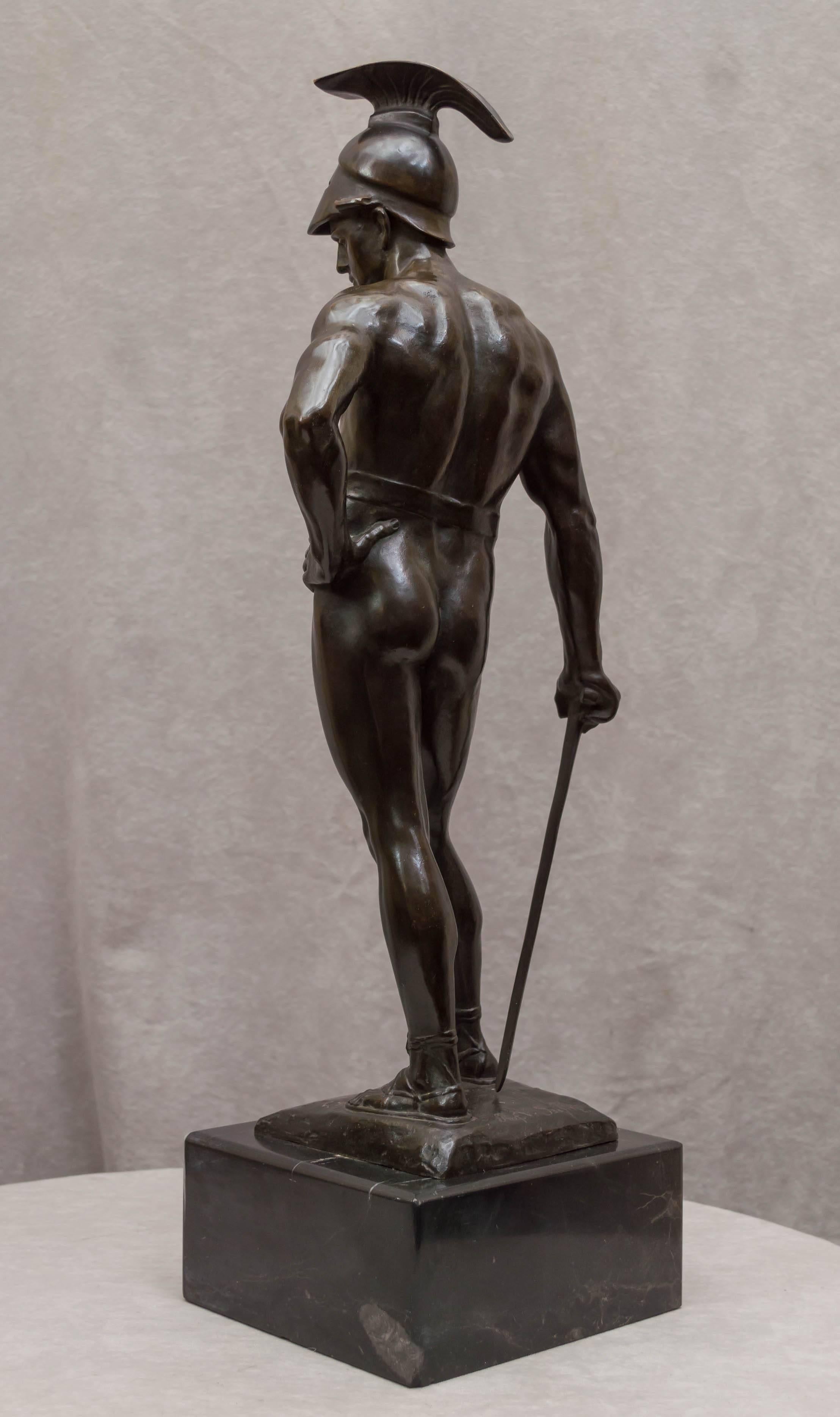 20th Century Powerful Semi-Nude Bronze Warrior ca. 1905