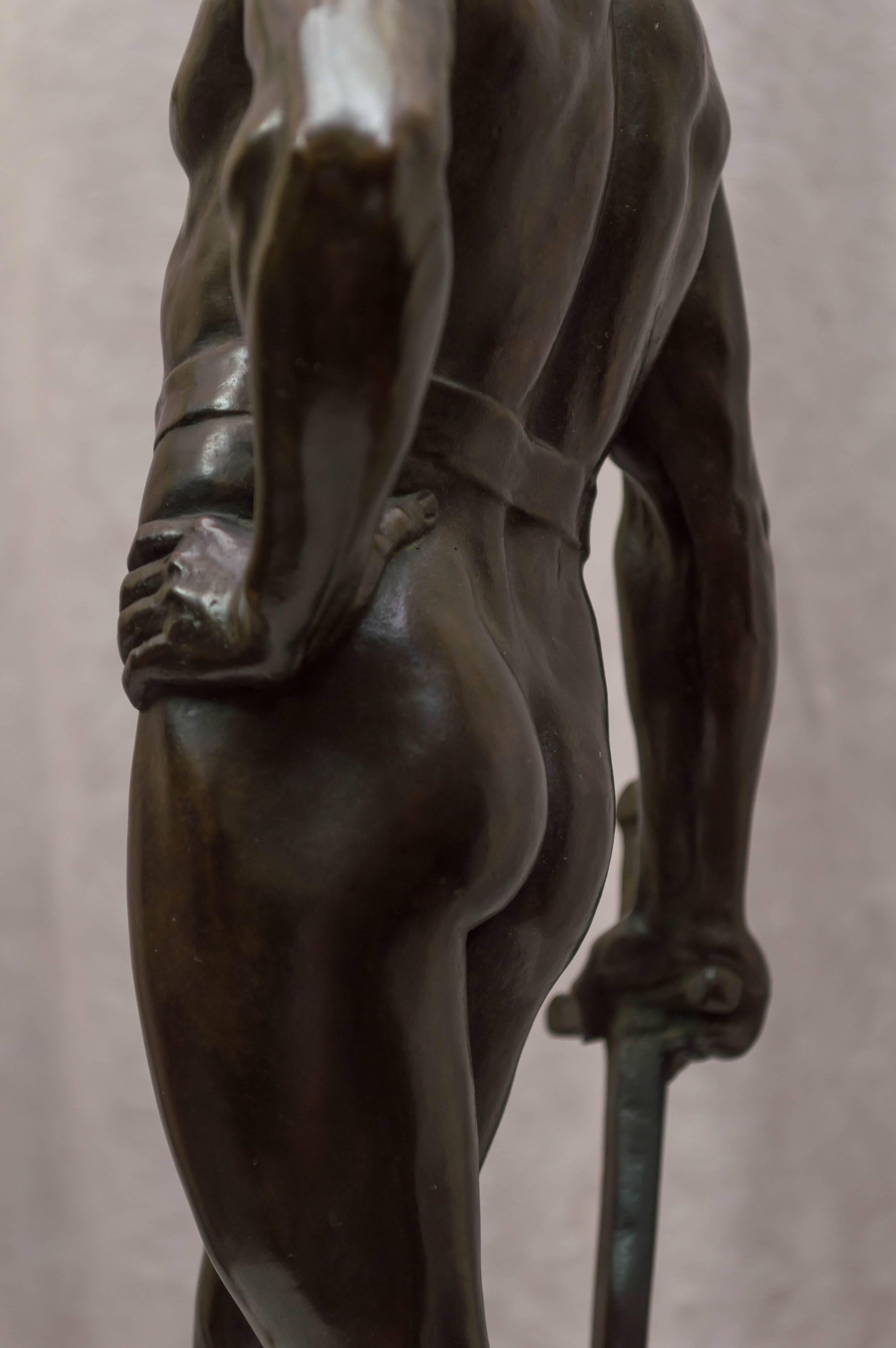 Powerful Semi-Nude Bronze Warrior ca. 1905 3