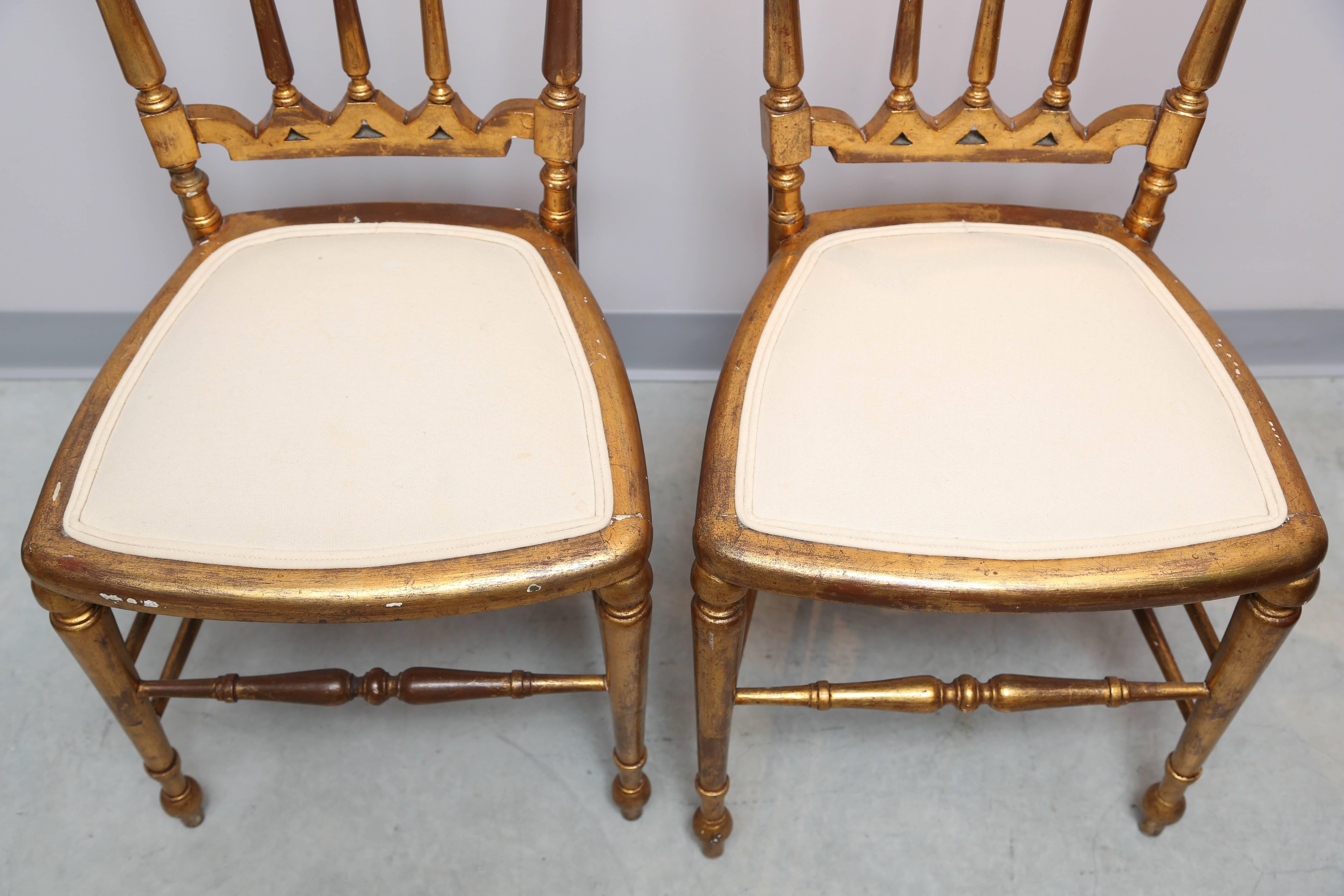 Napoleon III Pair of Chiavari Chairs, Palm Beach, Giltwood, Elegant, for Use or Accessory